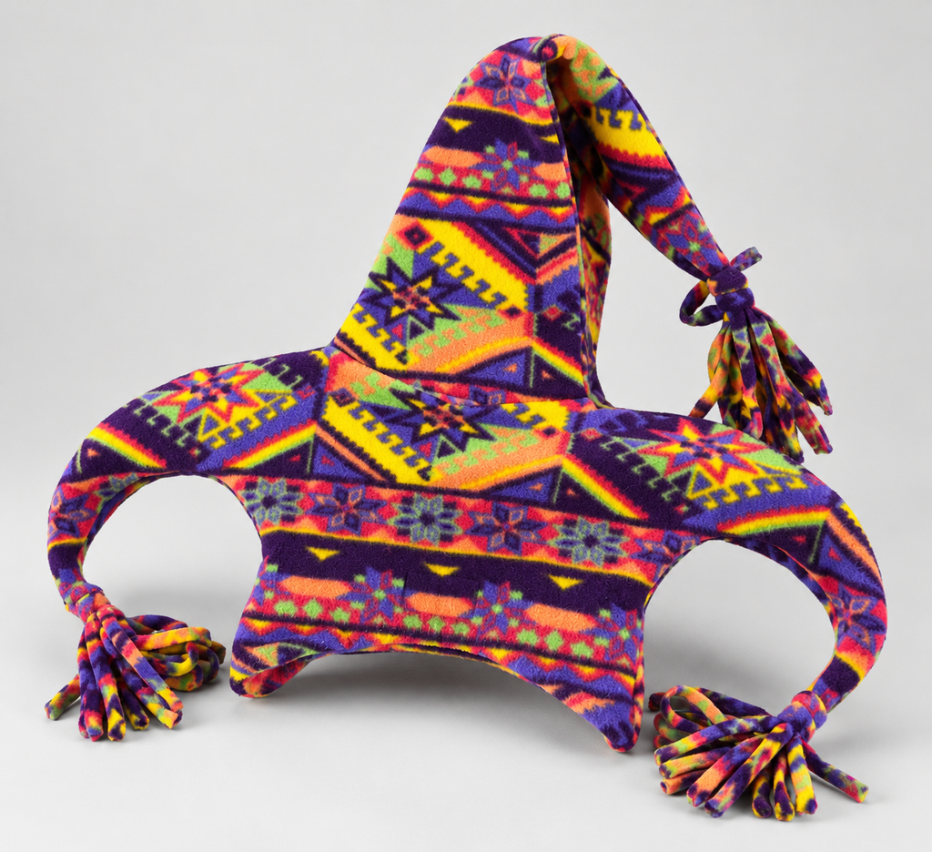 Cappello in pile multicolore vintage – Unisex Taglia unica