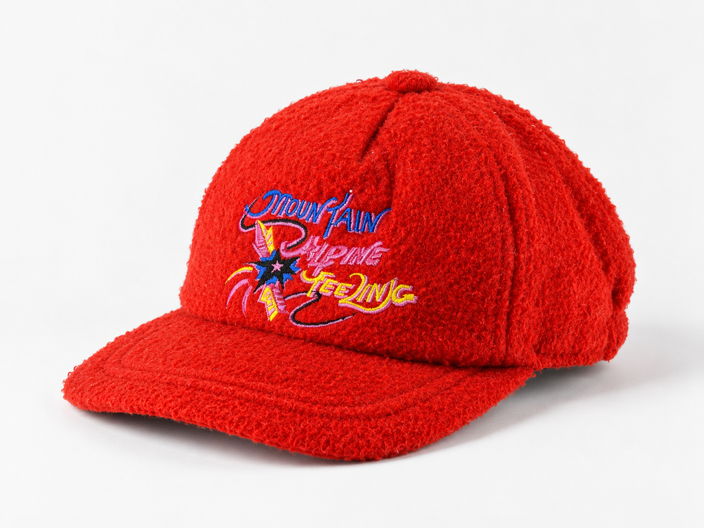 Cappello in pile rosso vintage – Unisex Taglia unica
