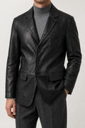 Blazer di pelle nero vintage – Uomo Taglia L
