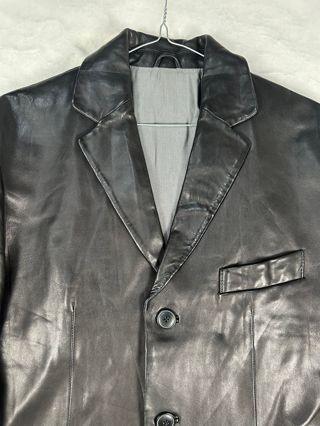 Blazer di pelle nero vintage – Uomo Taglia L