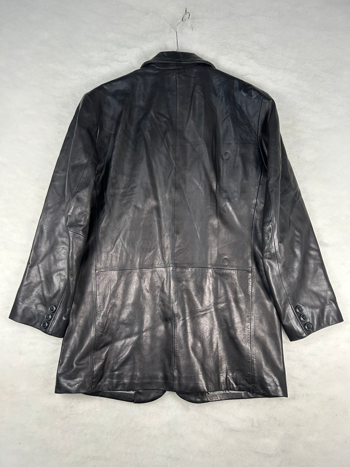 Blazer di pelle nero vintage – Uomo Taglia L