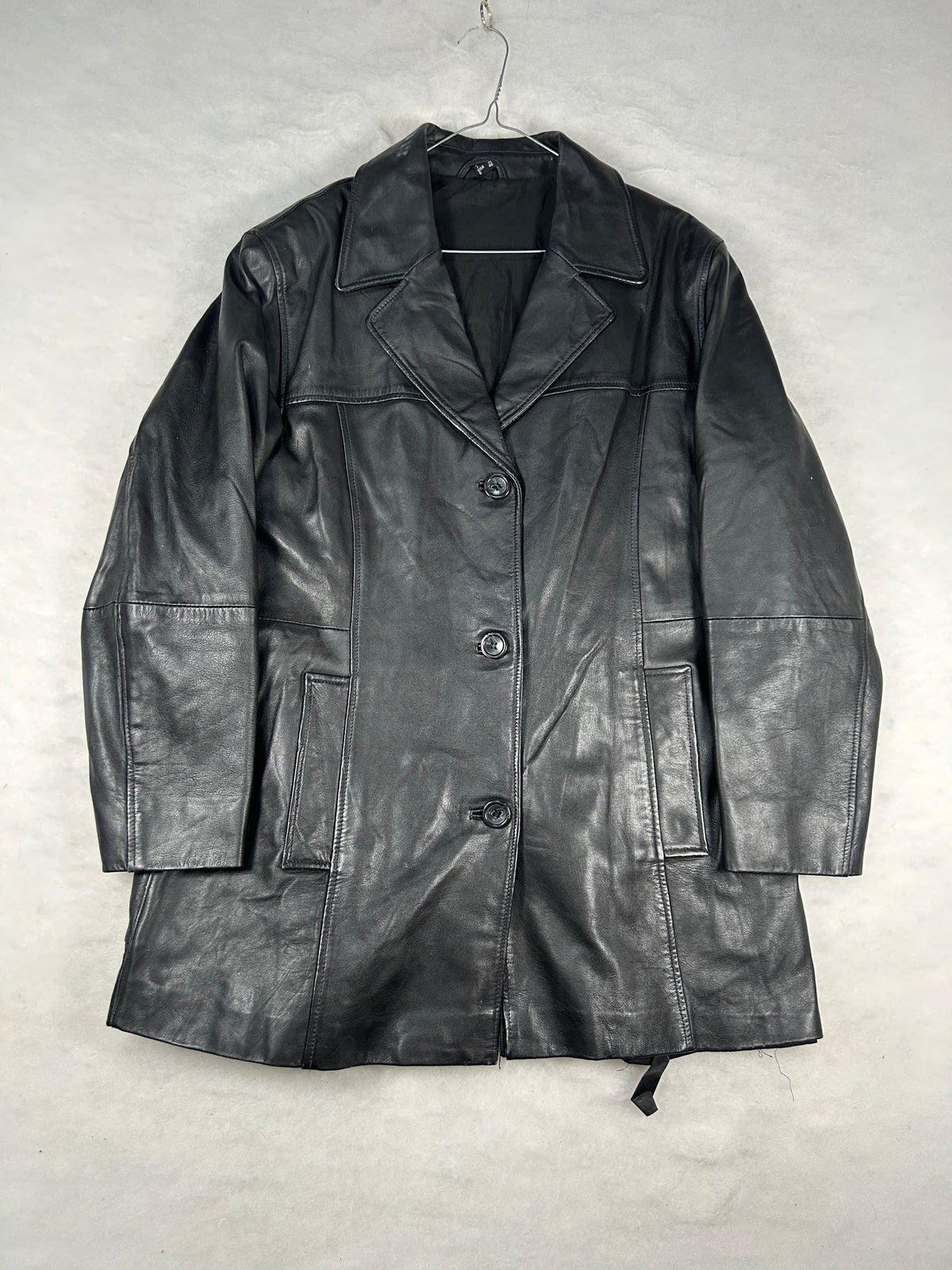 Giacca di pelle nera vintage – Donna Taglia M