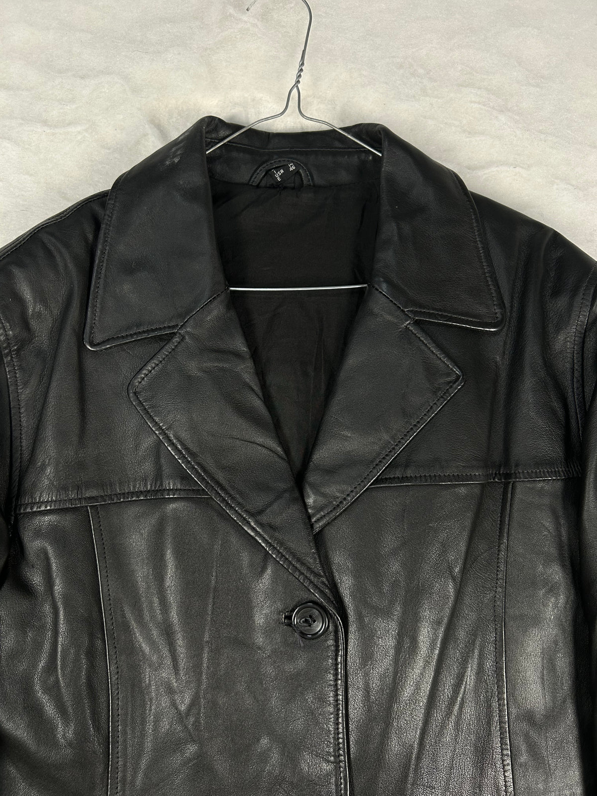 Giacca di pelle nera vintage – Donna Taglia M