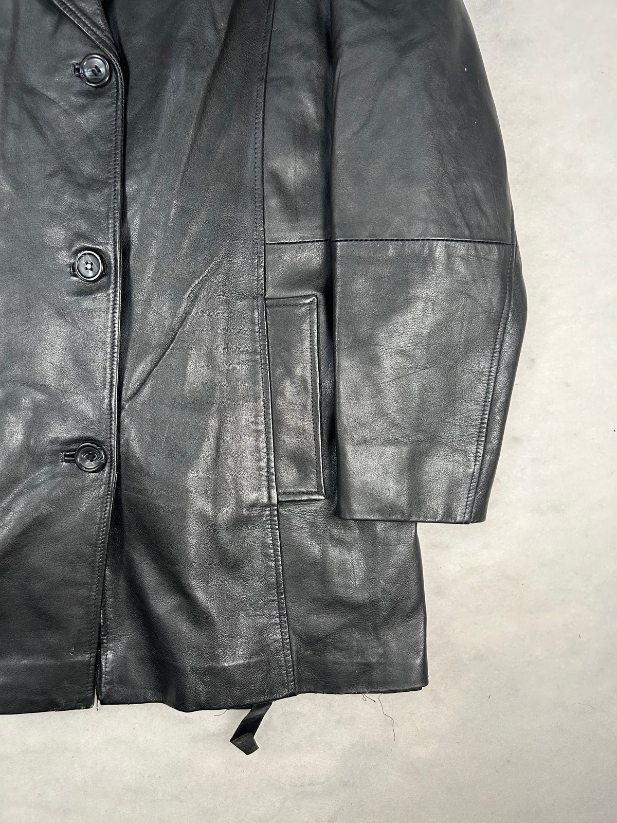 Giacca di pelle nera vintage – Donna Taglia M