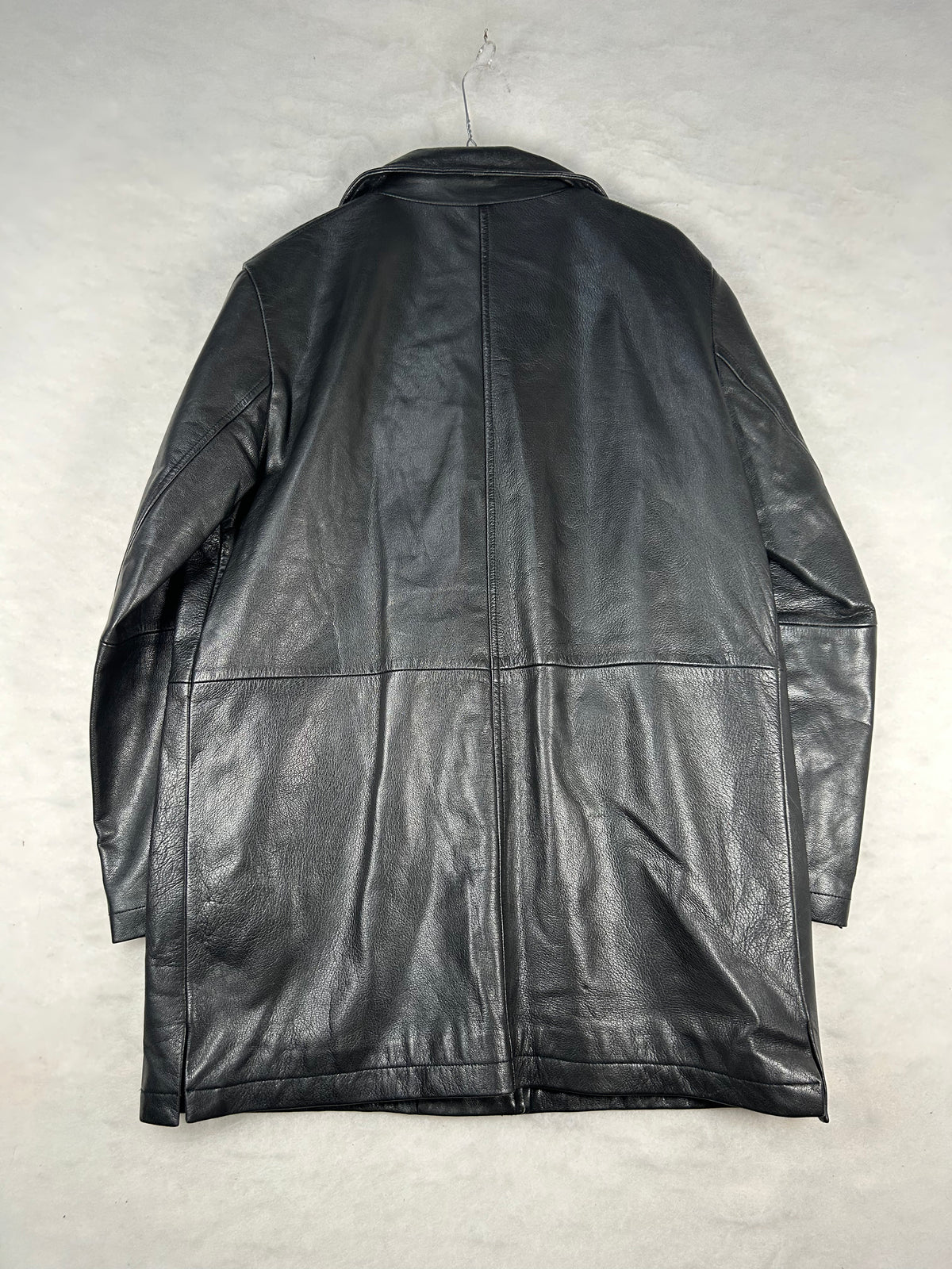 Giacca di pelle nera con tasche vintage – Donna Taglia M