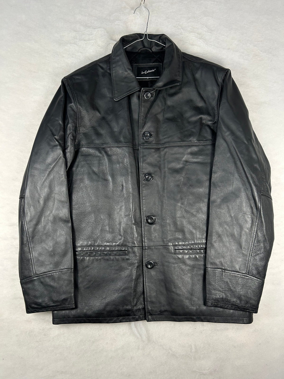 Giacca di pelle In Extenso nera vintage – Uomo Taglia L