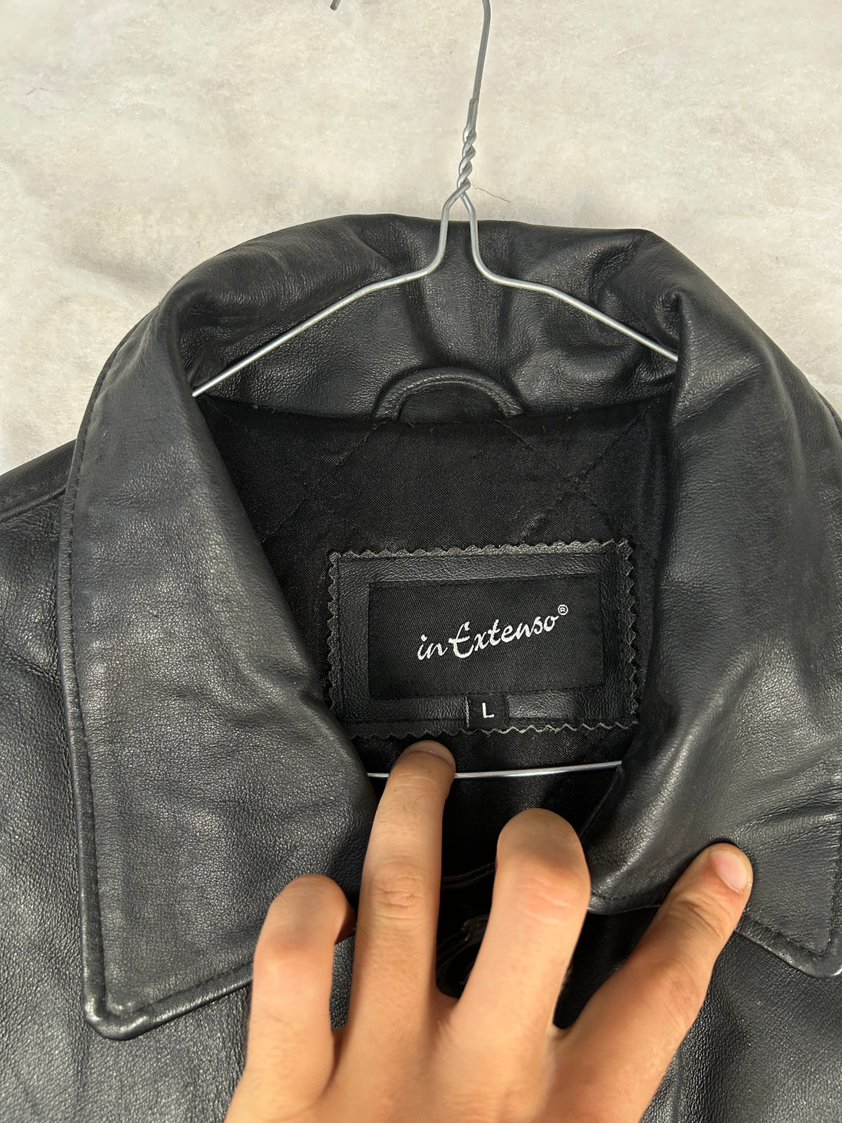 Giacca di pelle In Extenso nera vintage – Uomo Taglia L