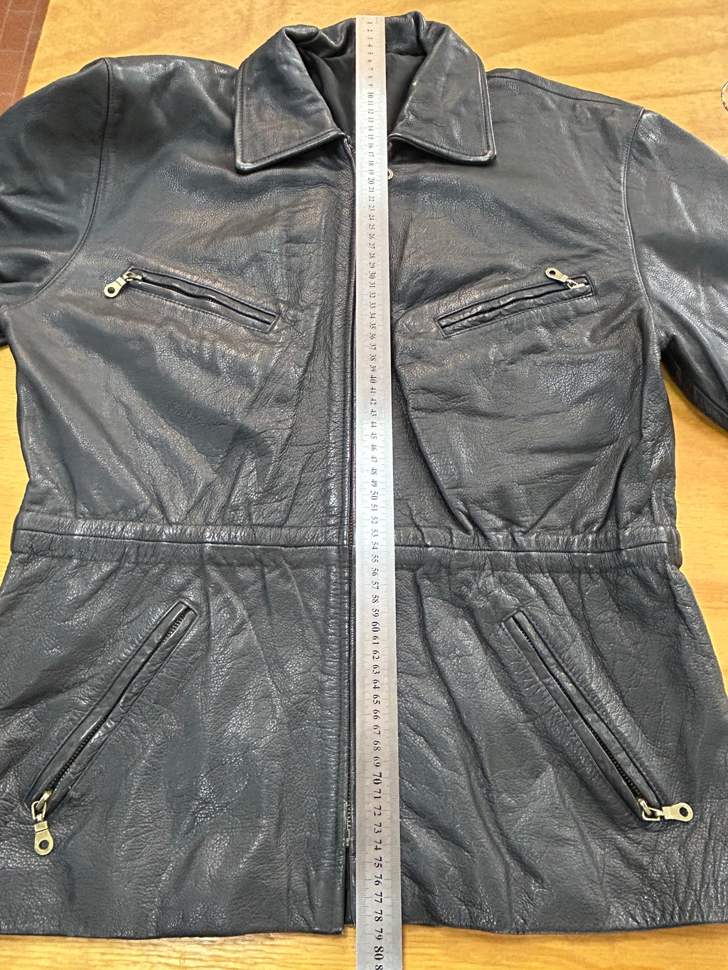 Giacca di pelle nera vintage – Uomo Taglia L