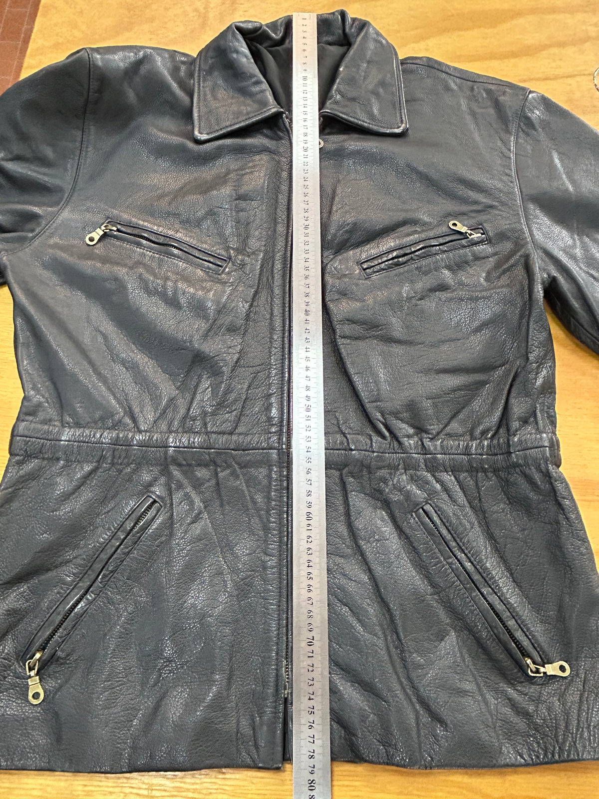 Giacca di pelle nera vintage – Uomo Taglia L