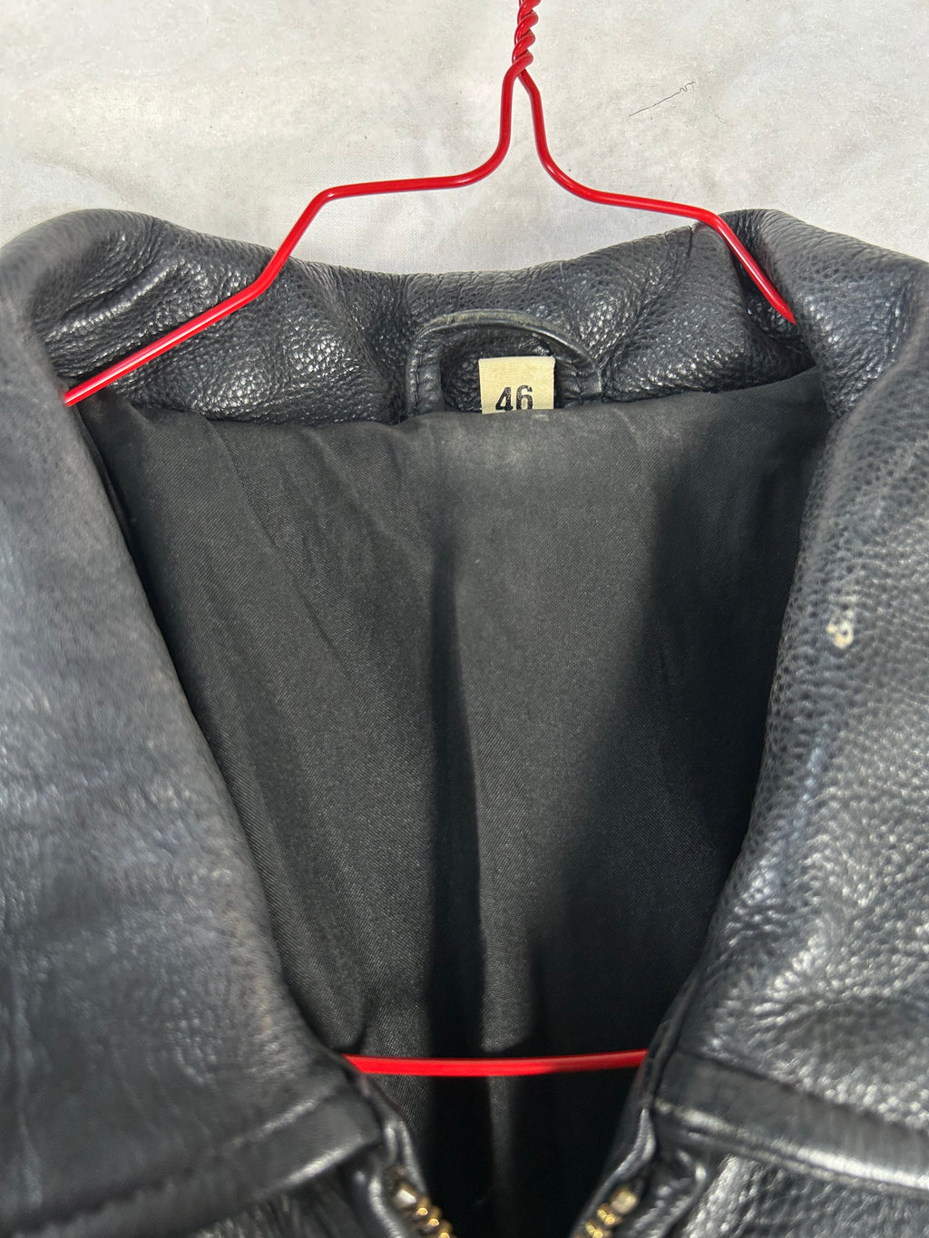 Giacca di pelle nera vintage – Uomo Taglia L