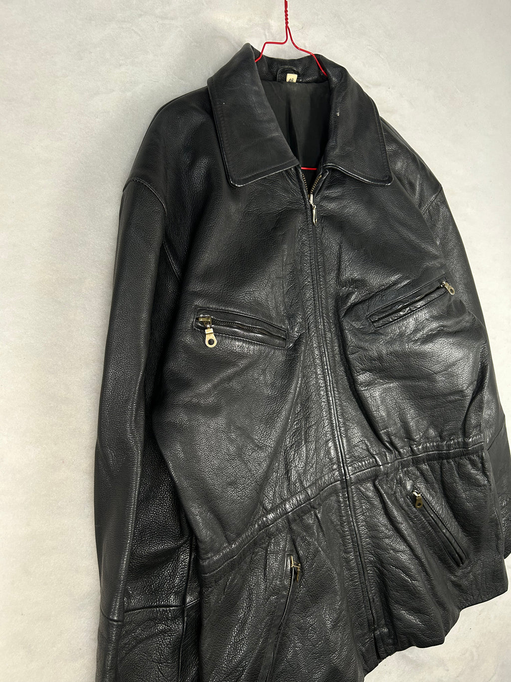 Giacca di pelle nera vintage – Uomo Taglia L