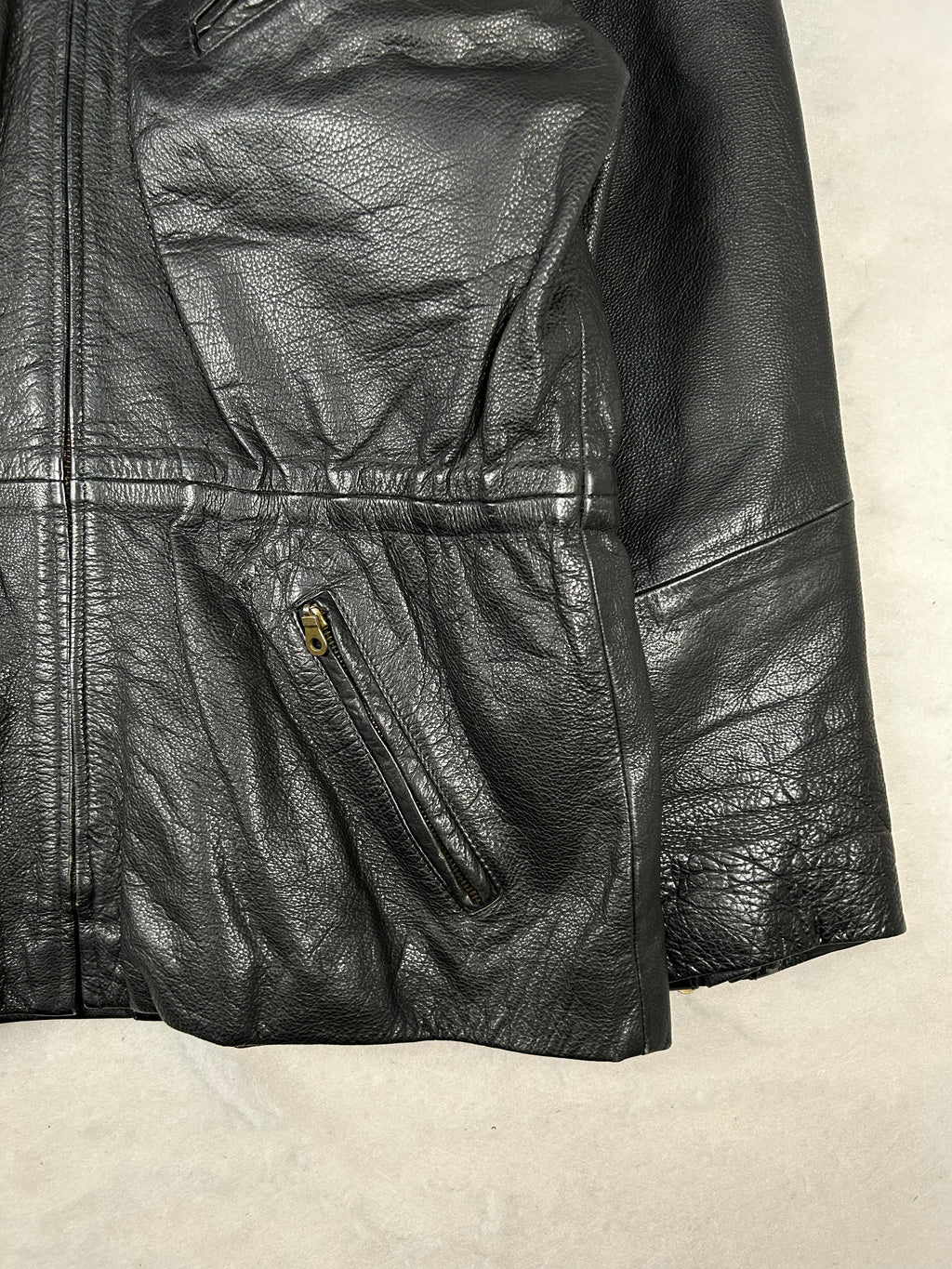 Giacca di pelle nera vintage – Uomo Taglia L