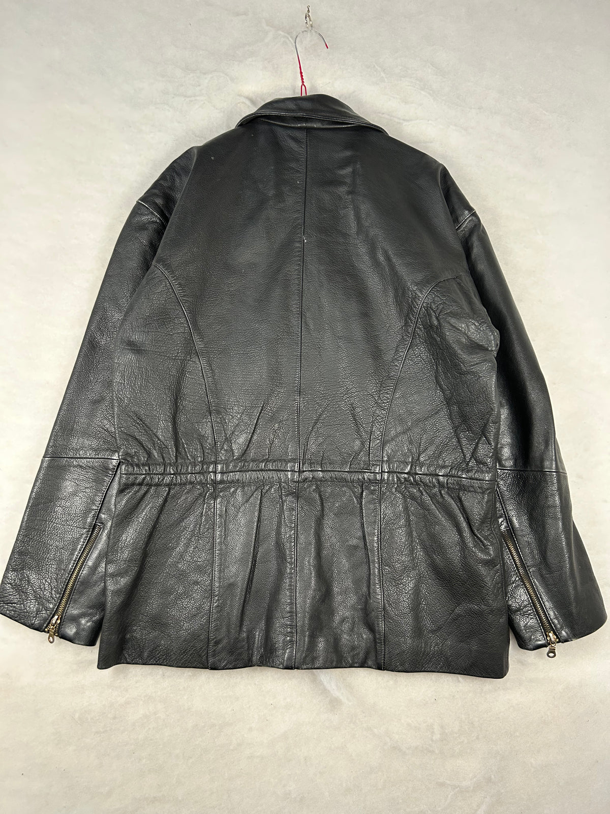 Giacca di pelle nera vintage – Uomo Taglia L