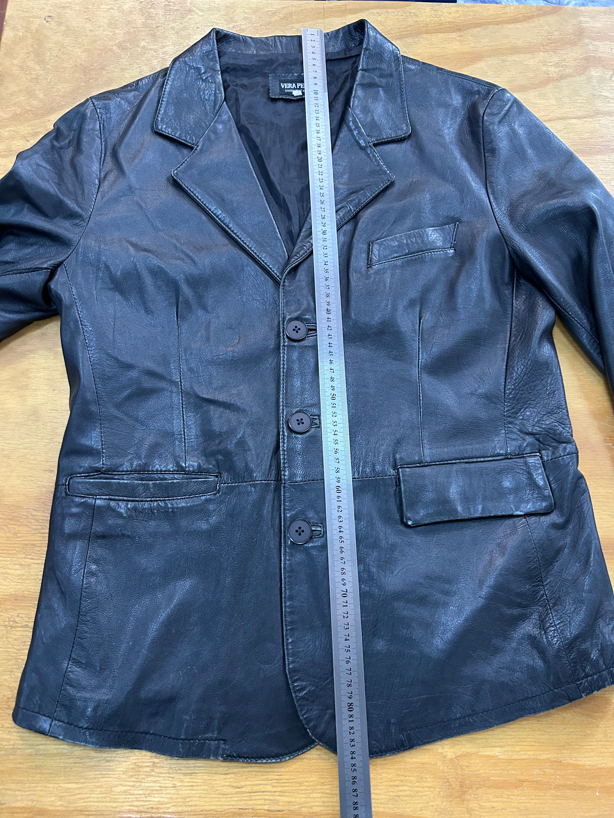 Giacca di pelle nera vintage – Uomo Taglia L