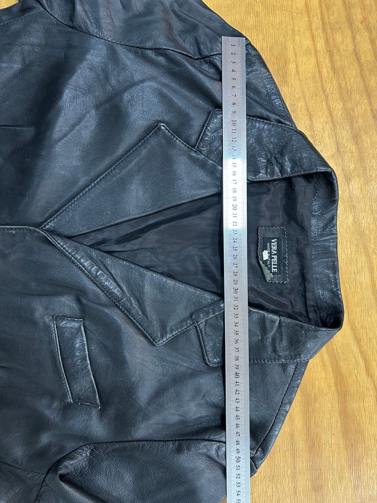 Giacca di pelle nera vintage – Uomo Taglia L