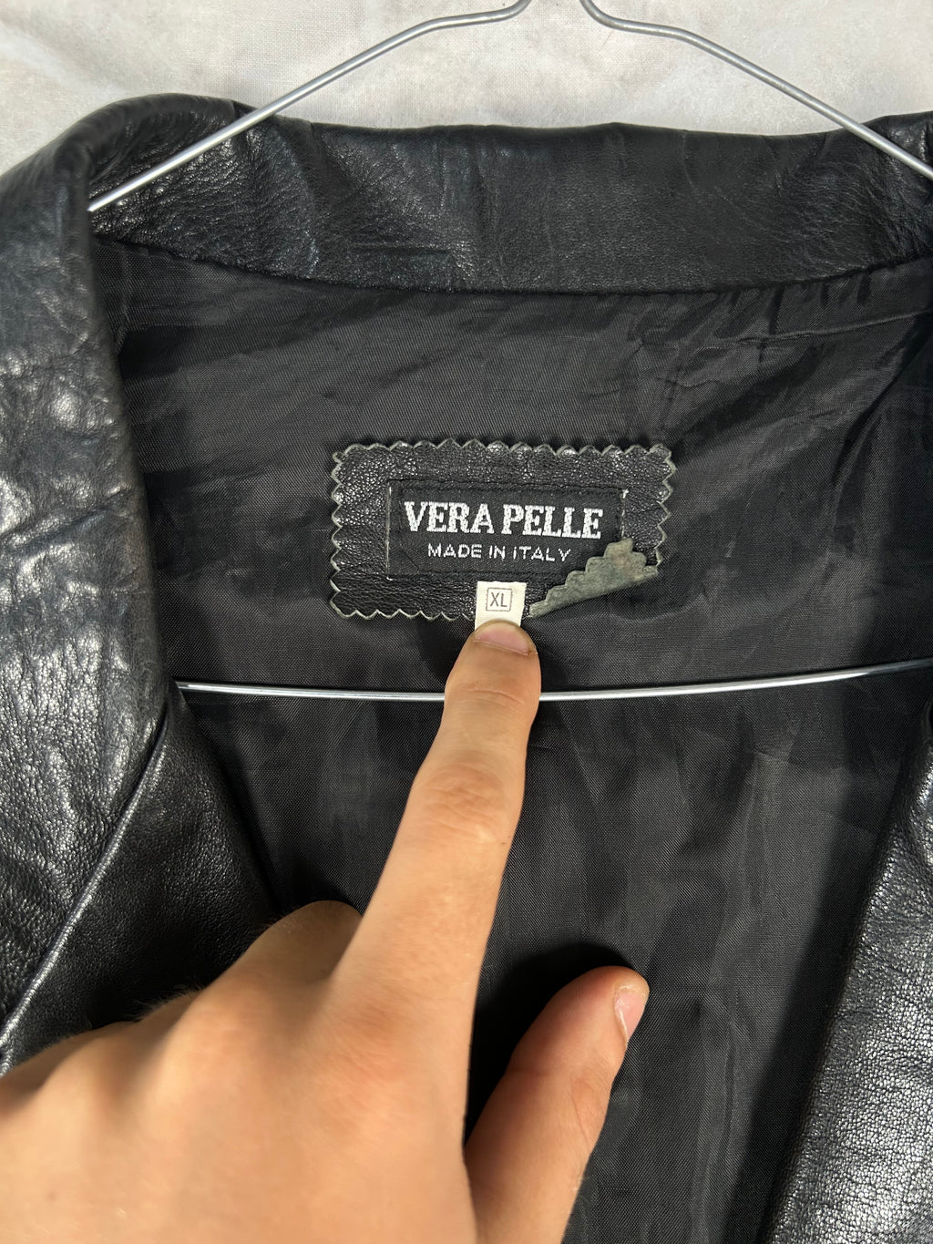 Giacca di pelle nera vintage – Uomo Taglia L