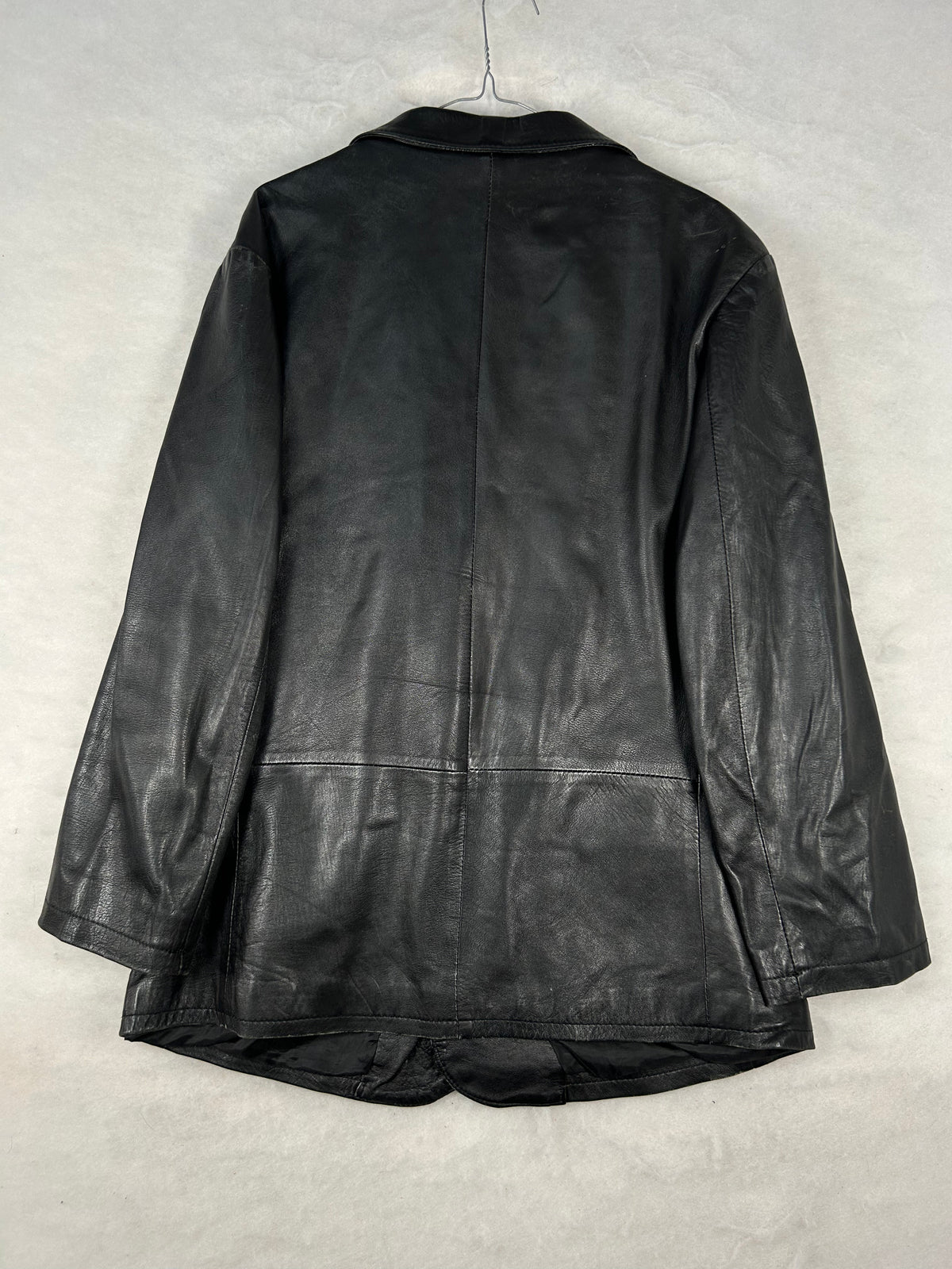 Giacca di pelle nera vintage – Uomo Taglia L