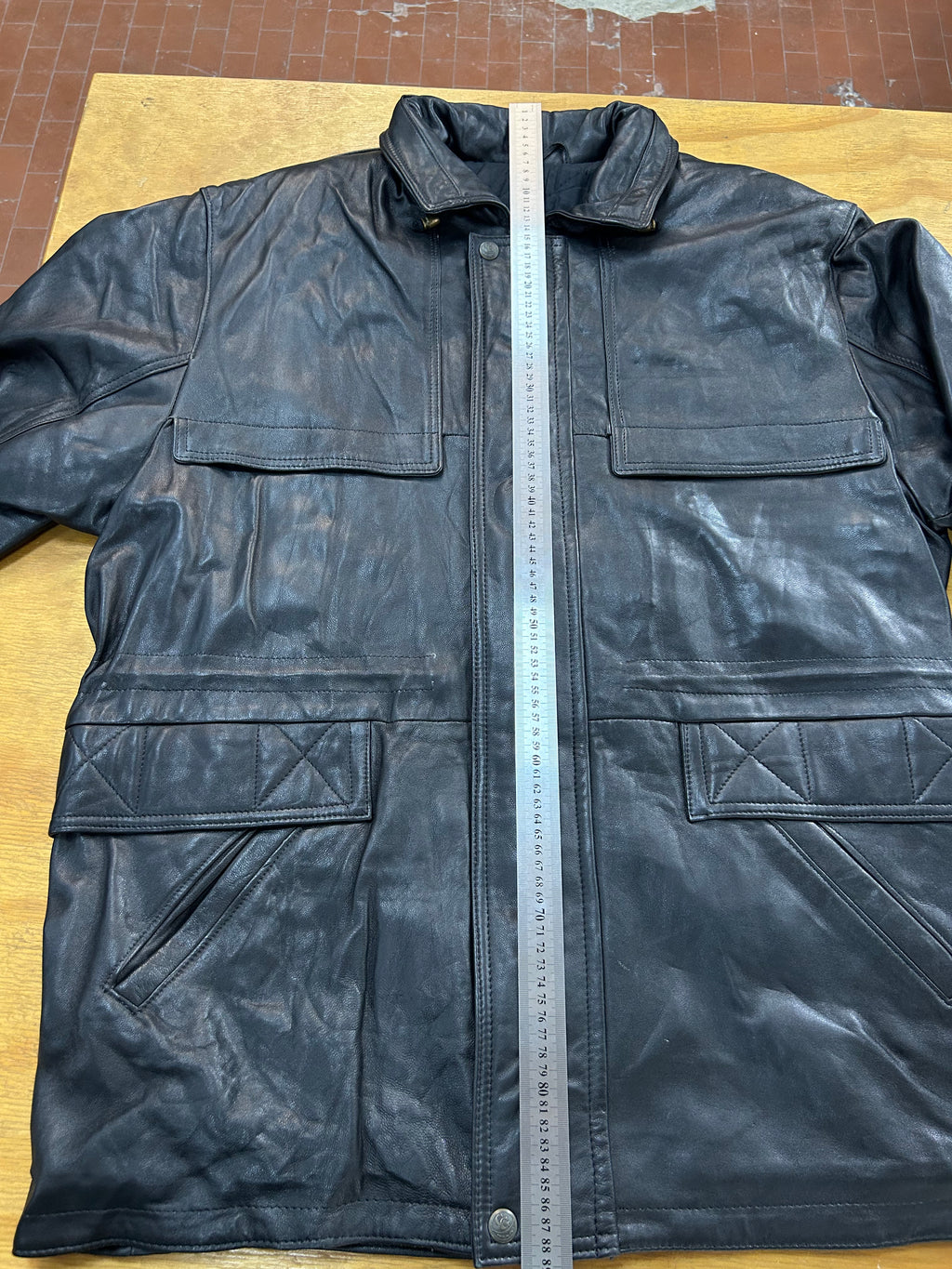 Giacca di pelle nera vintage – Uomo Taglia L