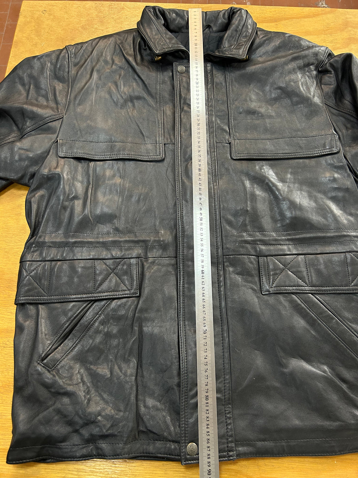 Giacca di pelle nera vintage – Uomo Taglia L