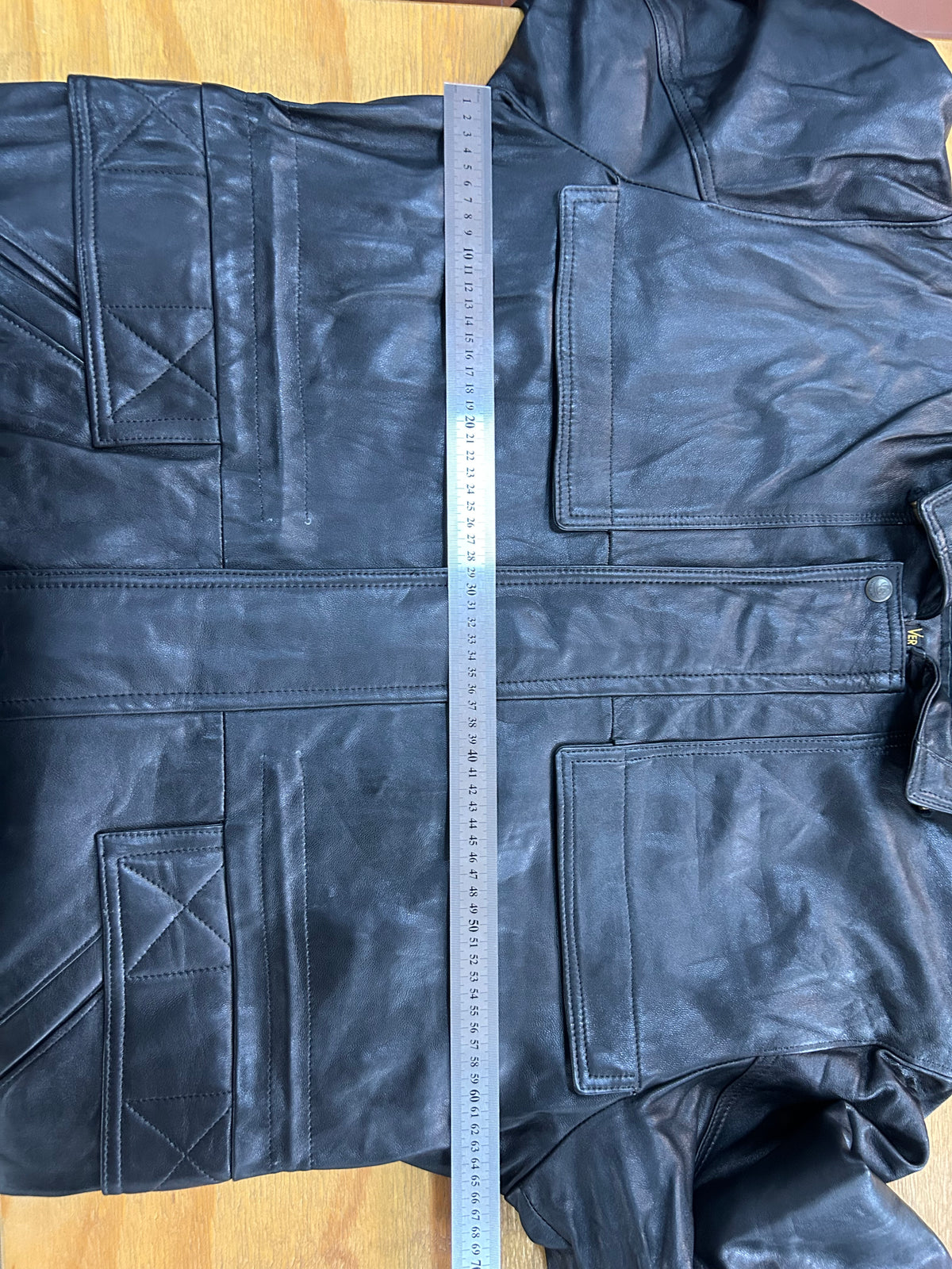 Giacca di pelle nera vintage – Uomo Taglia L