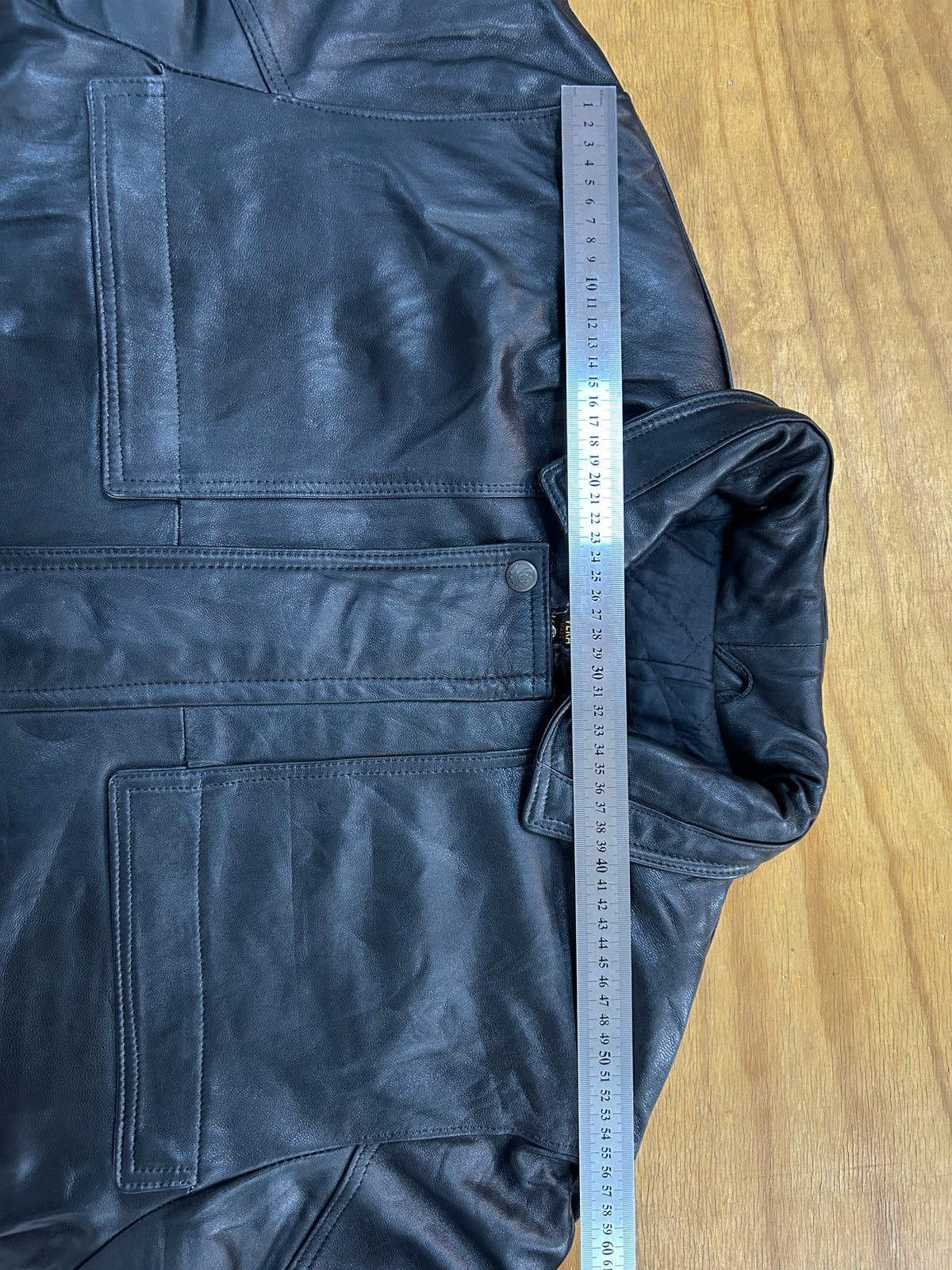 Giacca di pelle nera vintage – Uomo Taglia L