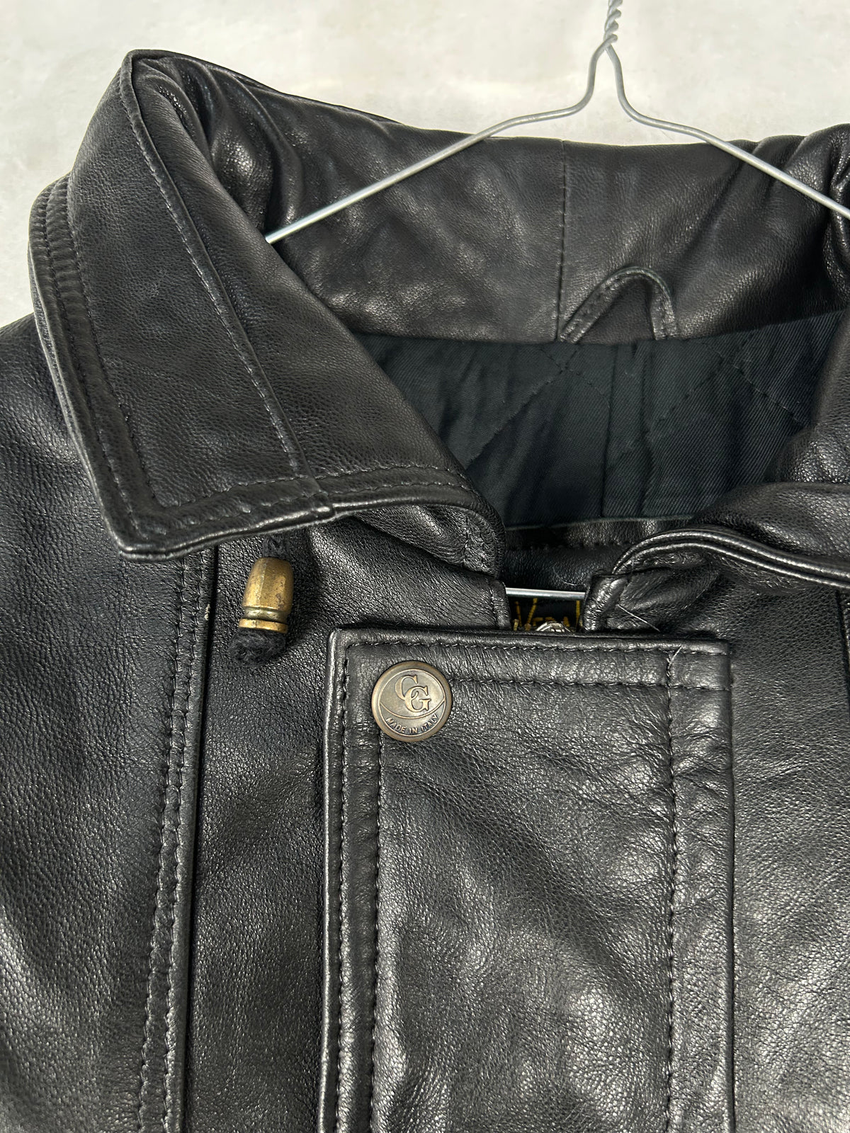 Giacca di pelle nera vintage – Uomo Taglia L