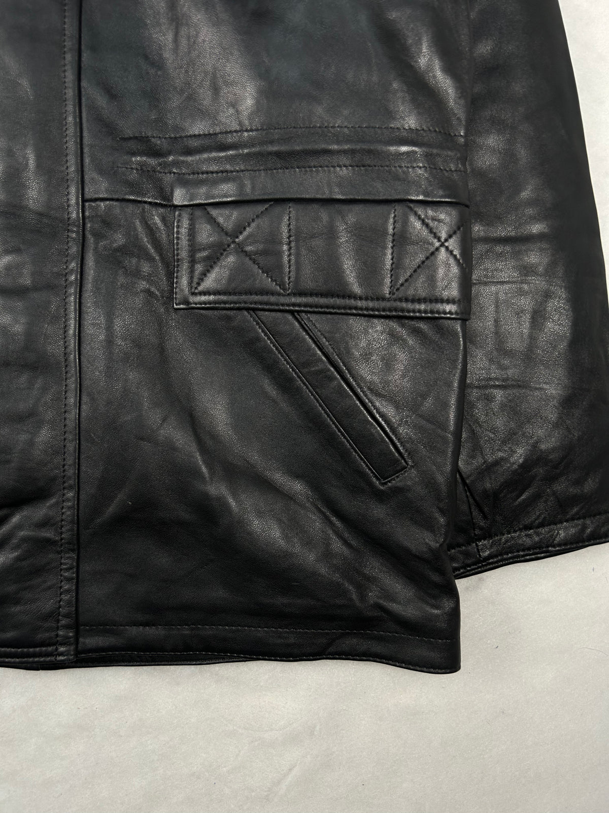 Giacca di pelle nera vintage – Uomo Taglia L