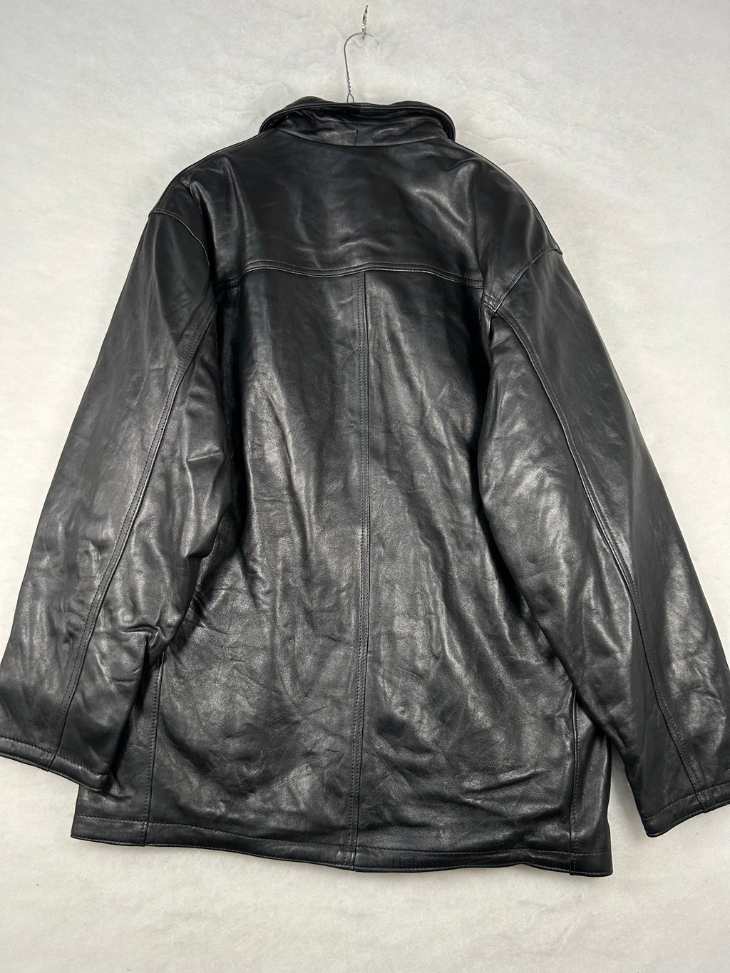 Giacca di pelle nera vintage – Uomo Taglia L