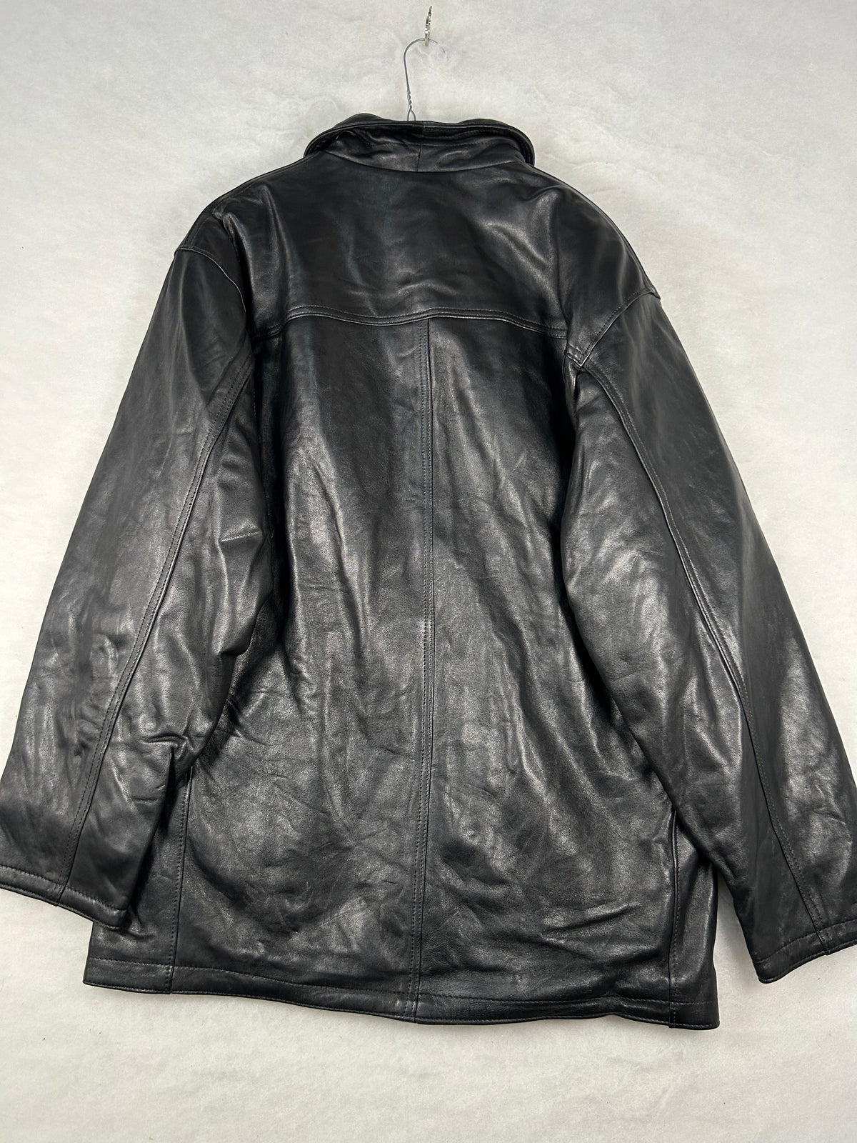 Giacca di pelle nera vintage – Uomo Taglia L