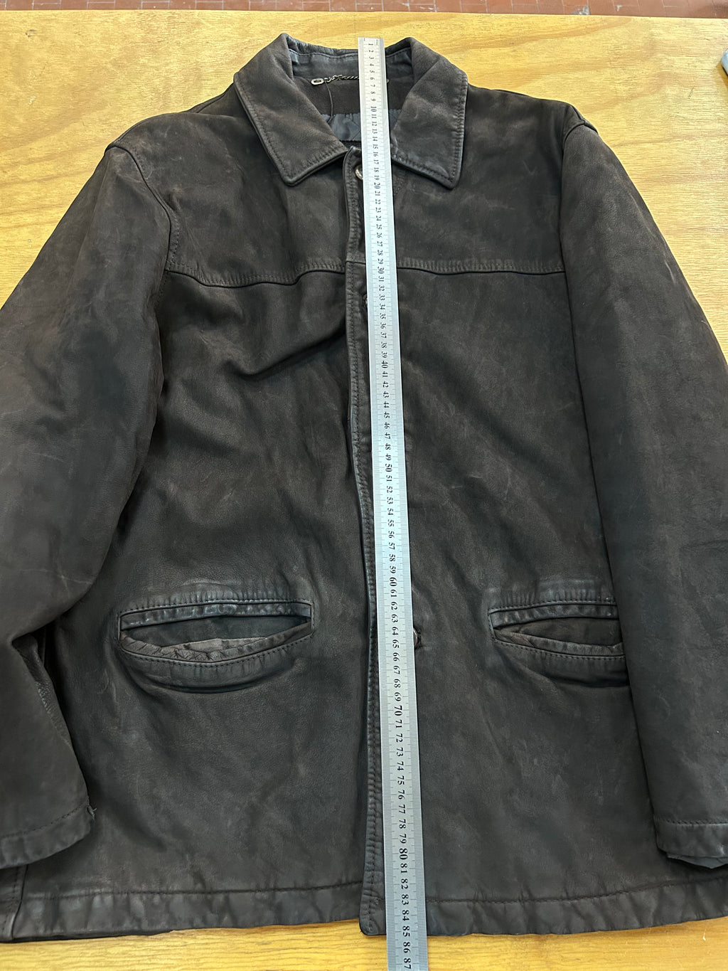 Giacca di pelle marrone vintage – Uomo Taglia L