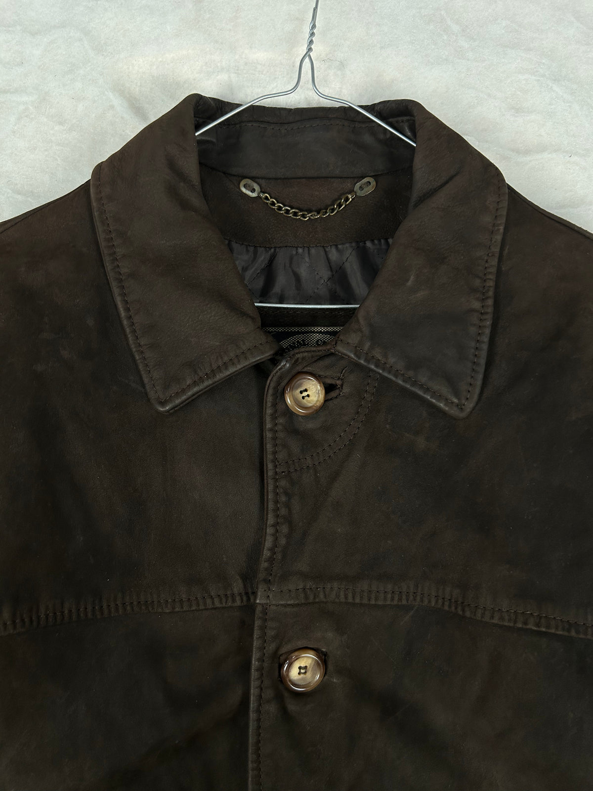 Giacca di pelle marrone vintage – Uomo Taglia L
