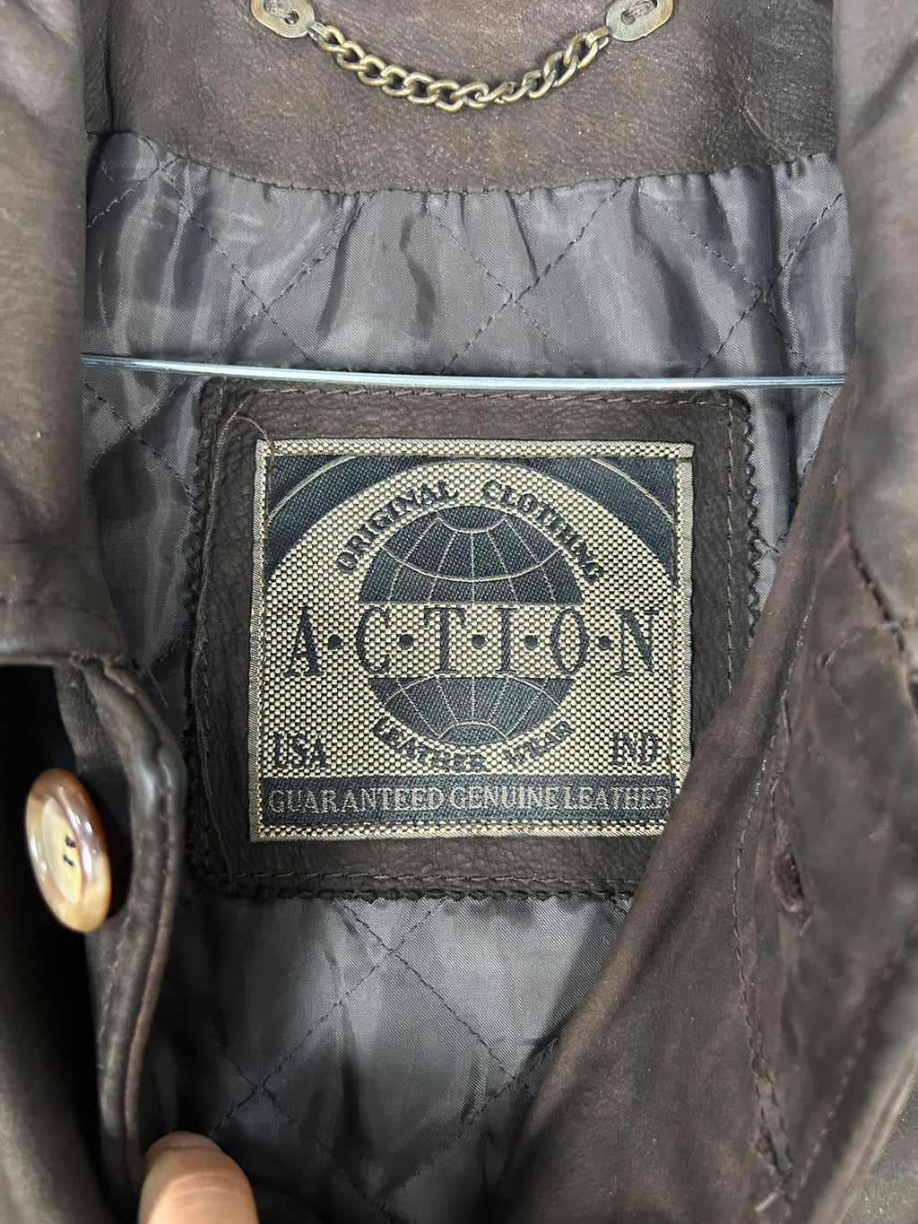Giacca di pelle marrone vintage – Uomo Taglia L