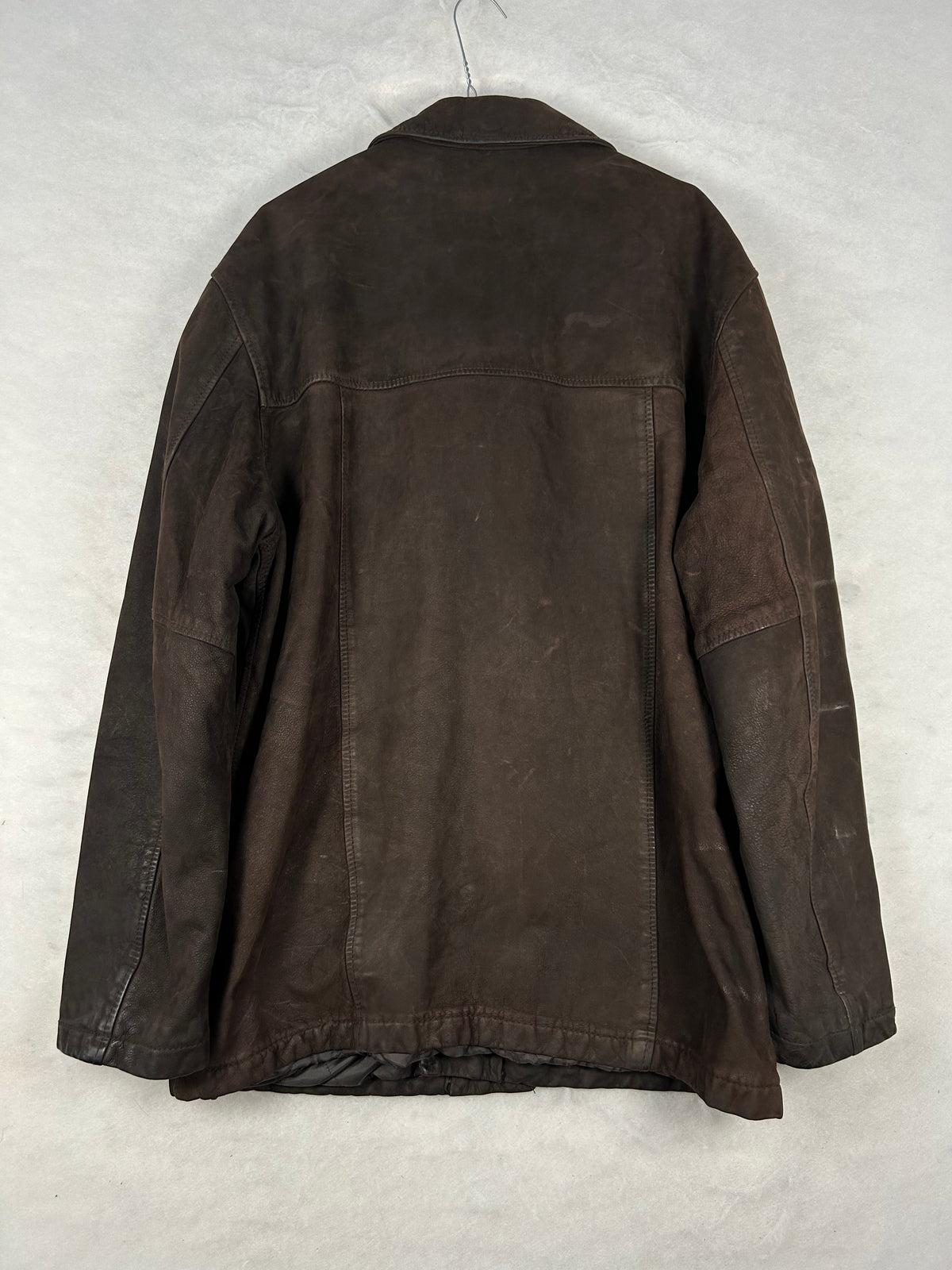 Giacca di pelle marrone vintage – Uomo Taglia L
