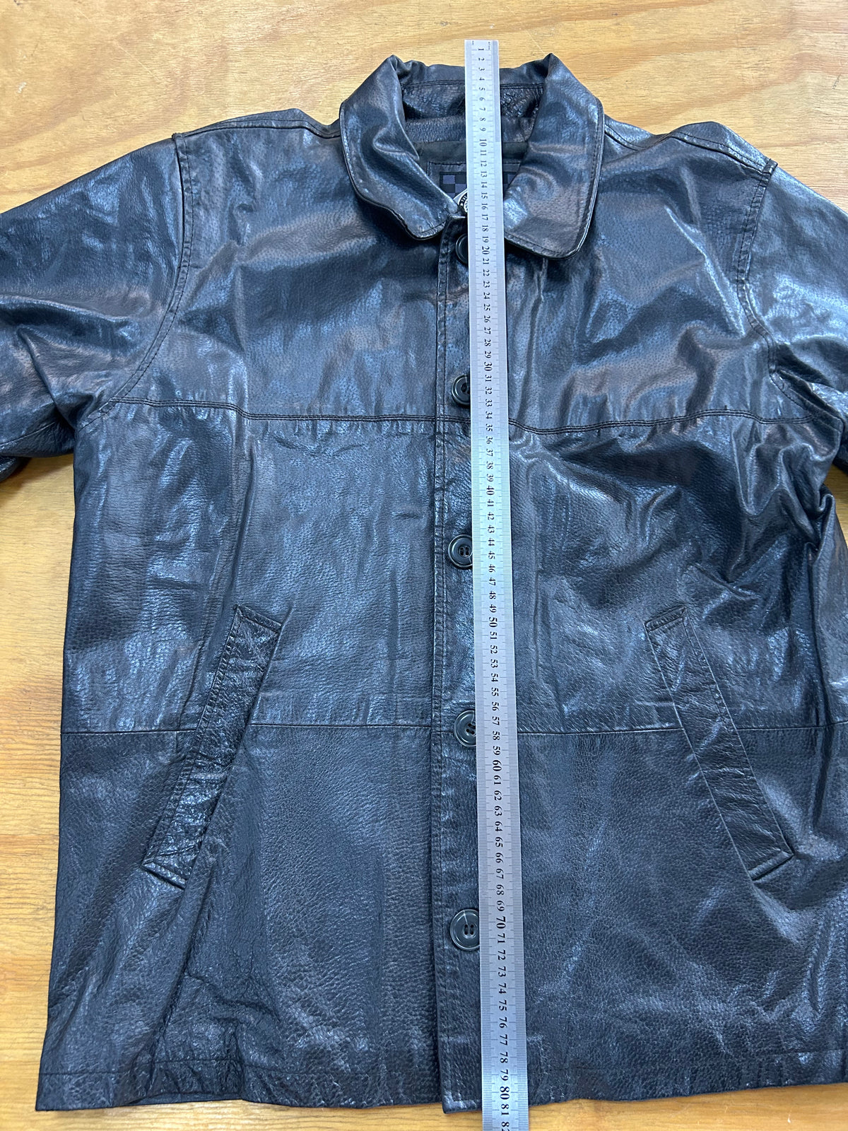 Giacca di pelle nera vintage – Uomo Taglia L