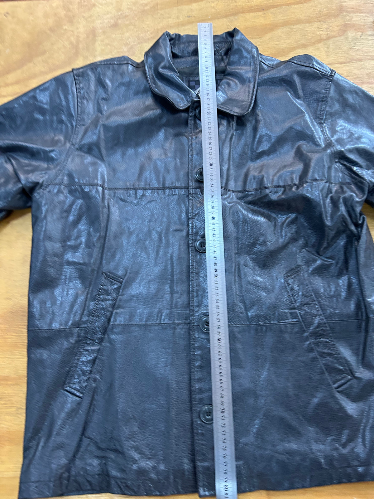 Giacca di pelle nera vintage – Uomo Taglia L