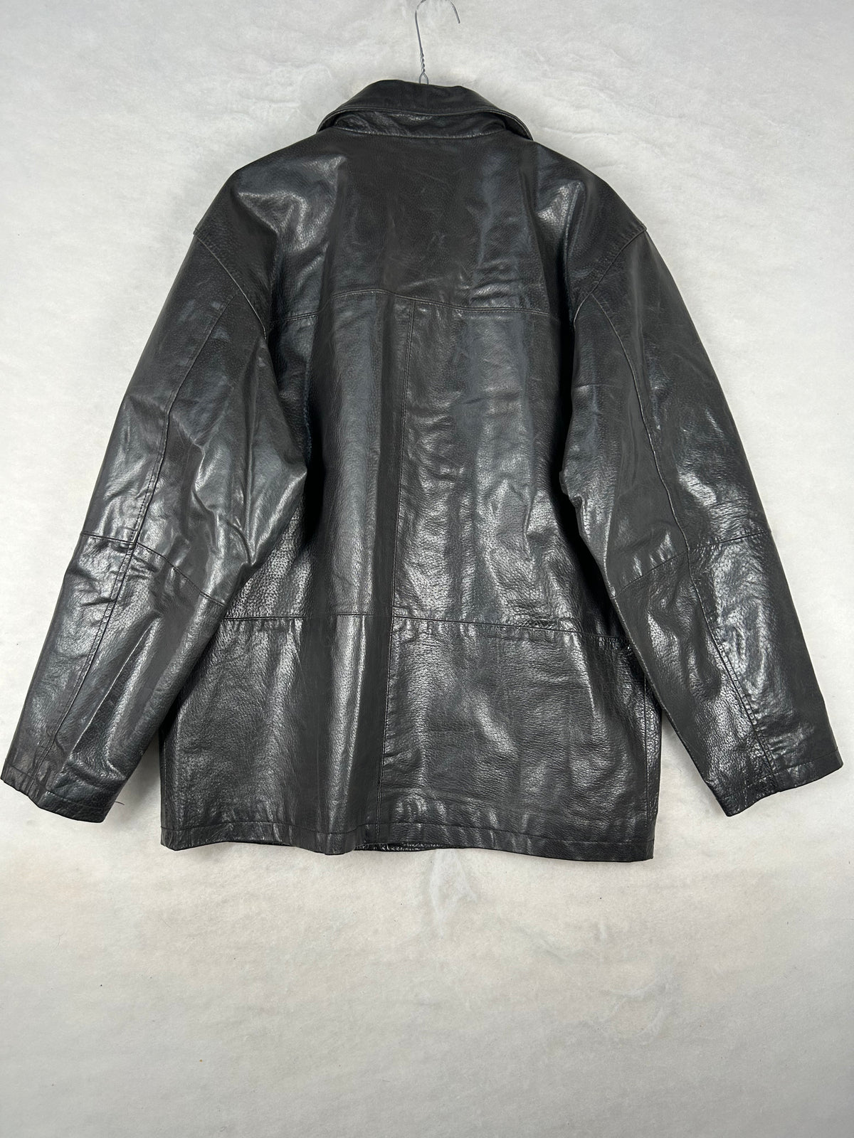 Giacca di pelle nera vintage – Uomo Taglia L