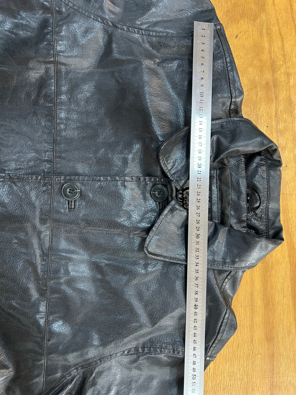 Giacca di pelle nera vintage – Uomo Taglia L
