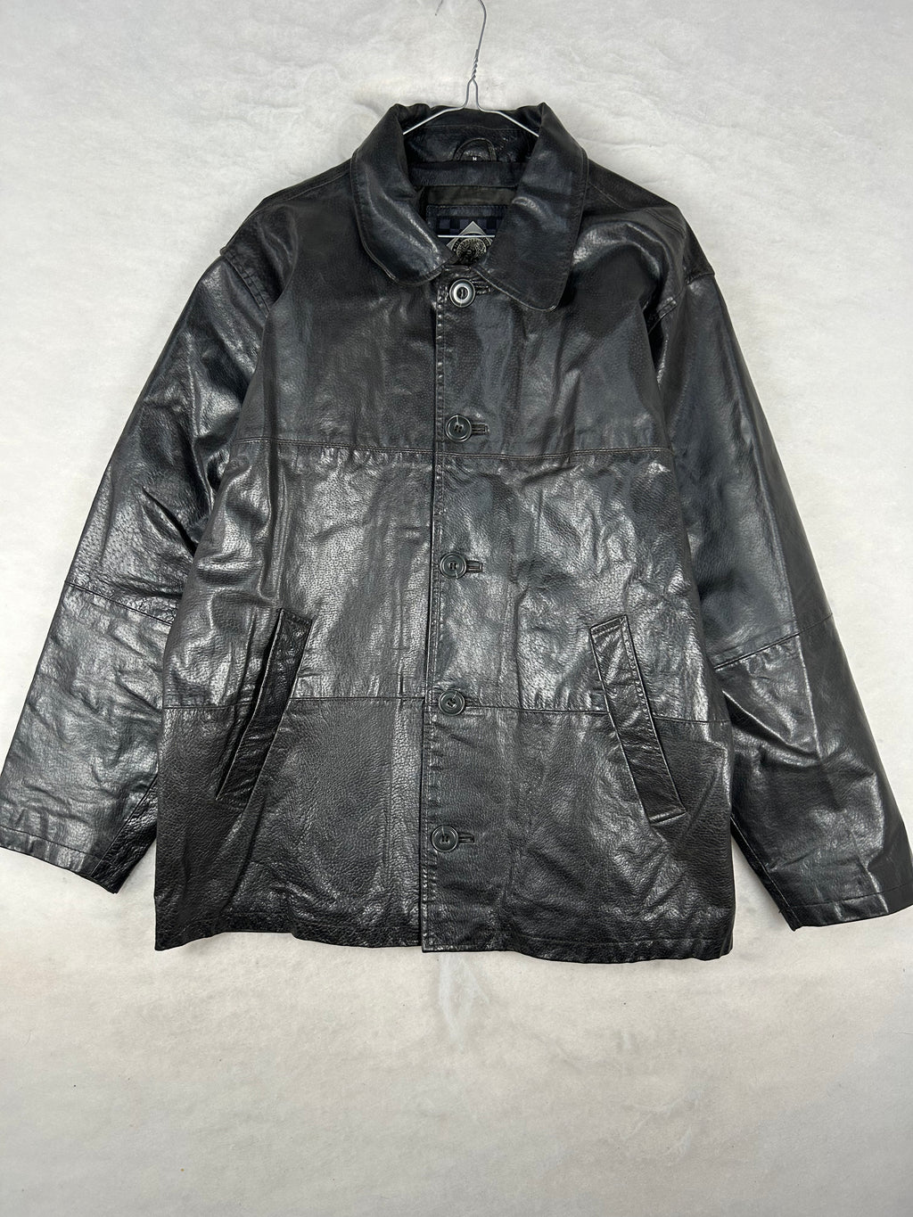 Giacca di pelle nera vintage – Uomo Taglia L