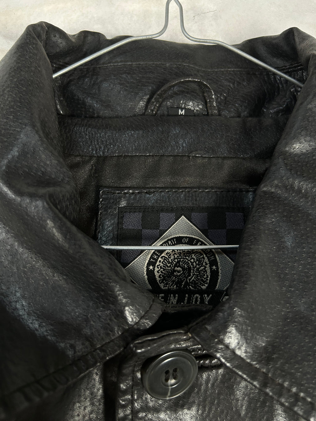 Giacca di pelle nera vintage – Uomo Taglia L