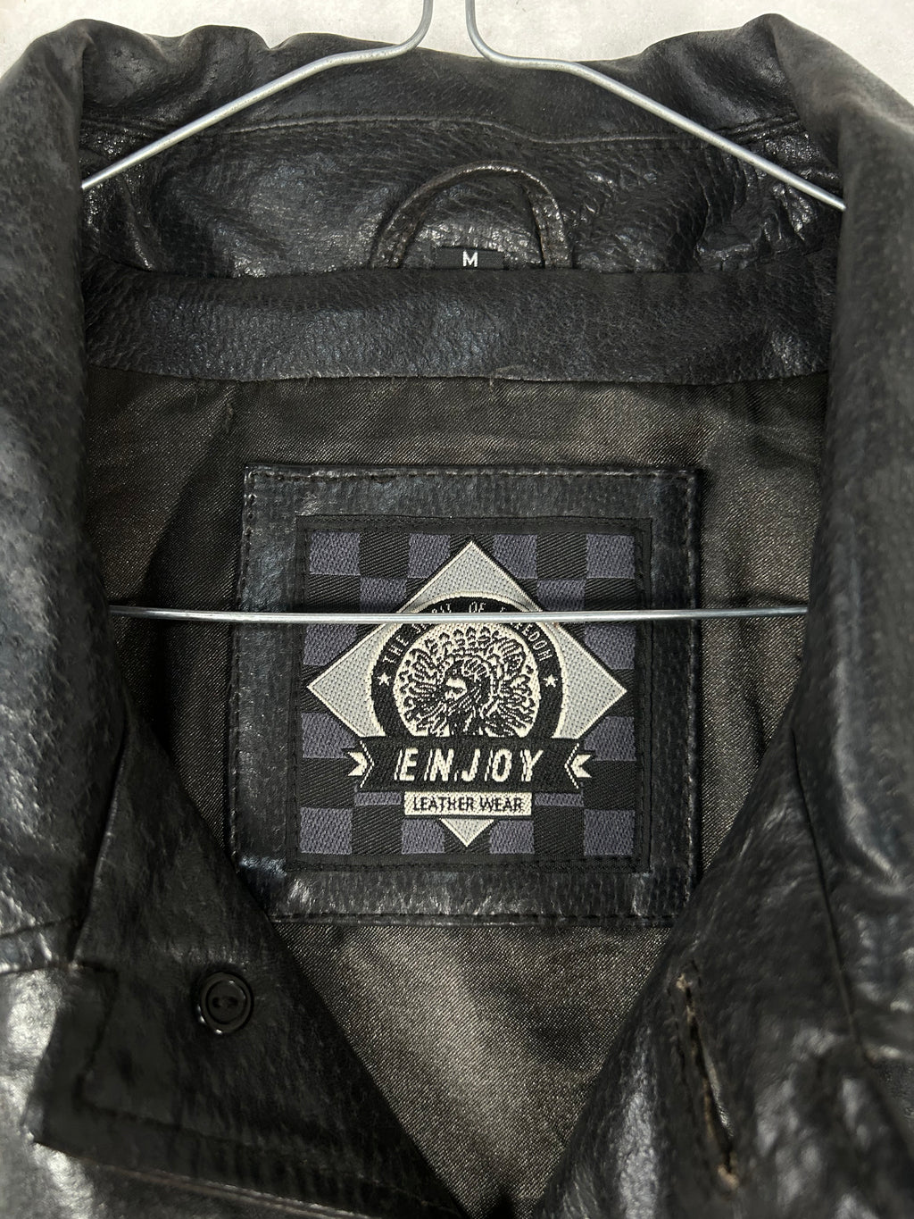 Giacca di pelle nera vintage – Uomo Taglia L