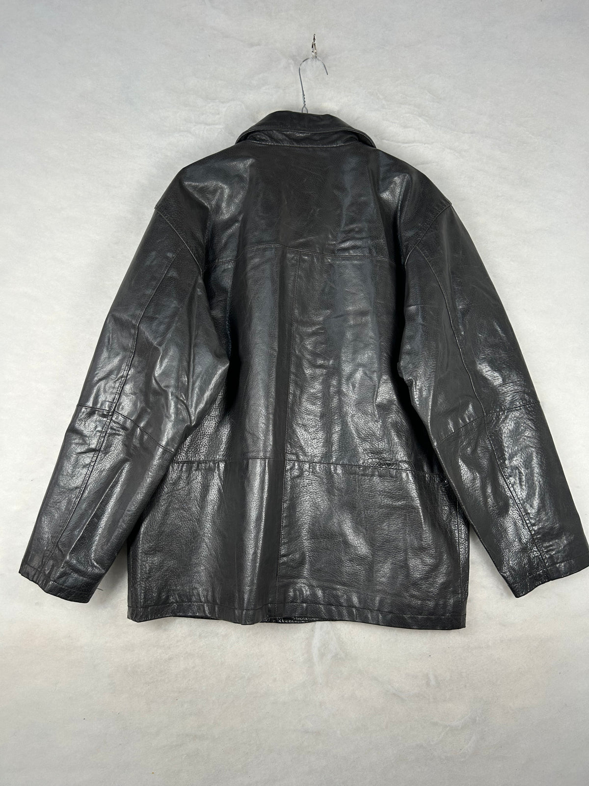 Giacca di pelle nera vintage – Uomo Taglia L