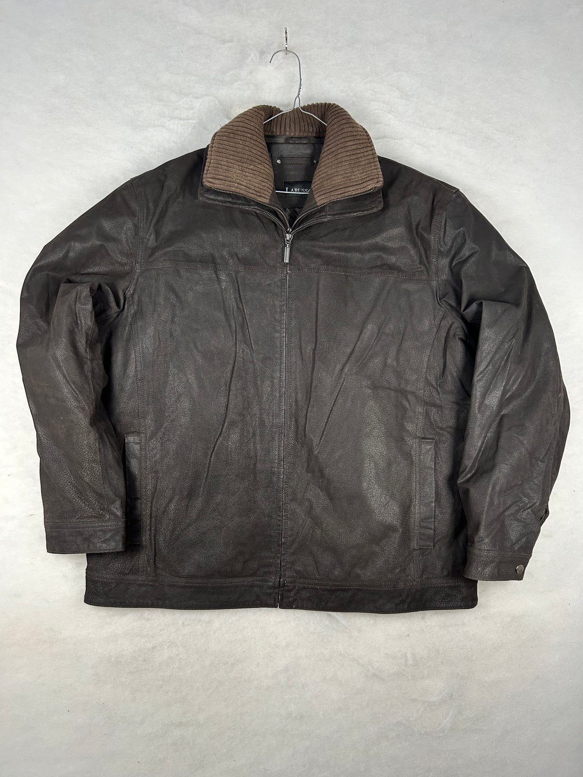 Giacca di pelle Larusso marrone vintage – Uomo Taglia 2XL