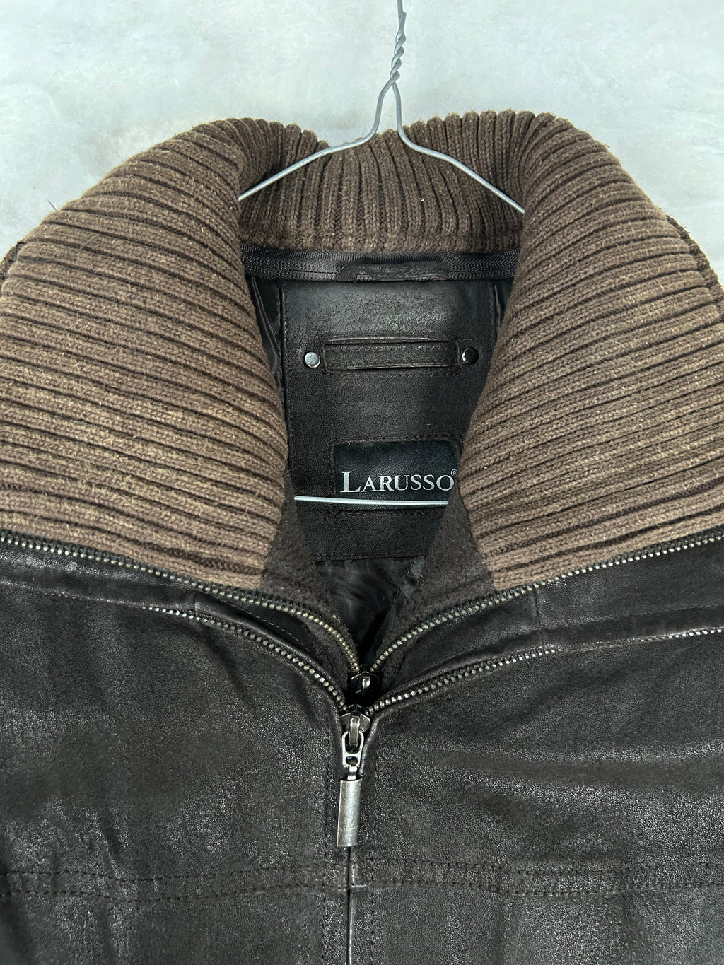 Giacca di pelle Larusso marrone vintage – Uomo Taglia 2XL