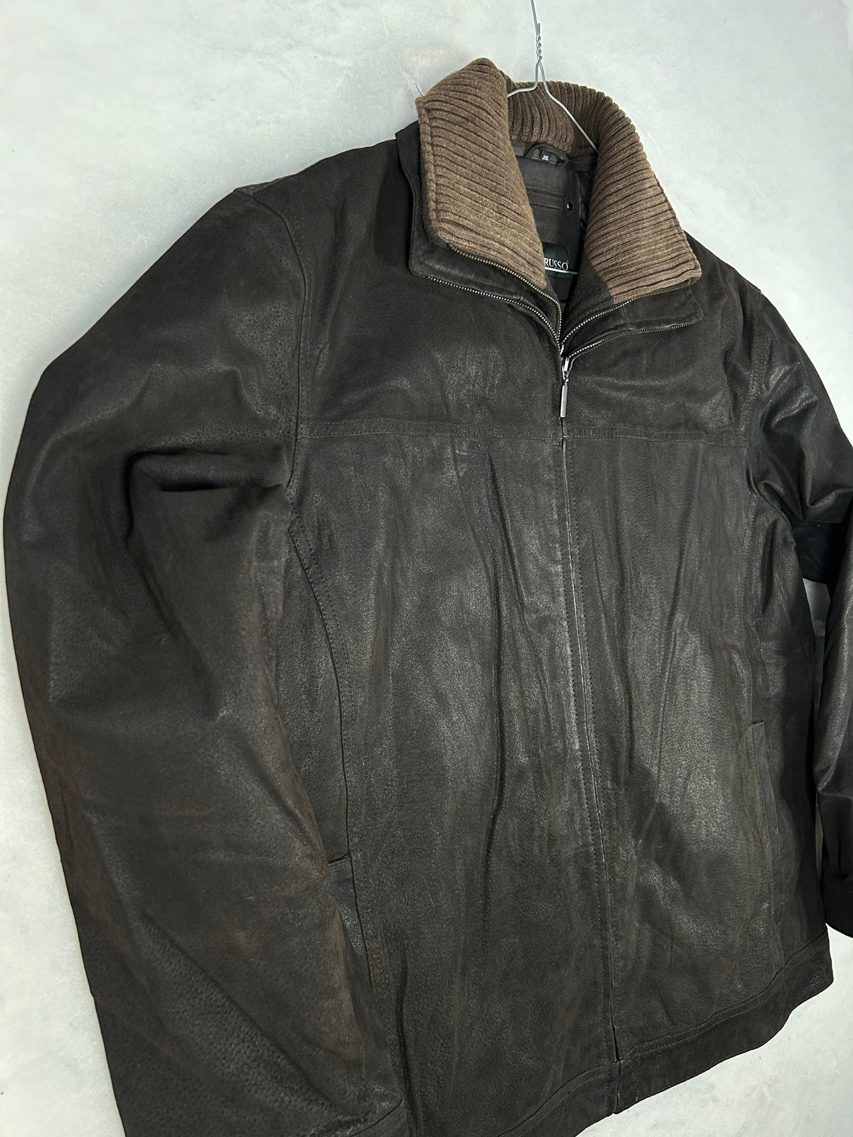 Giacca di pelle Larusso marrone vintage – Uomo Taglia 2XL