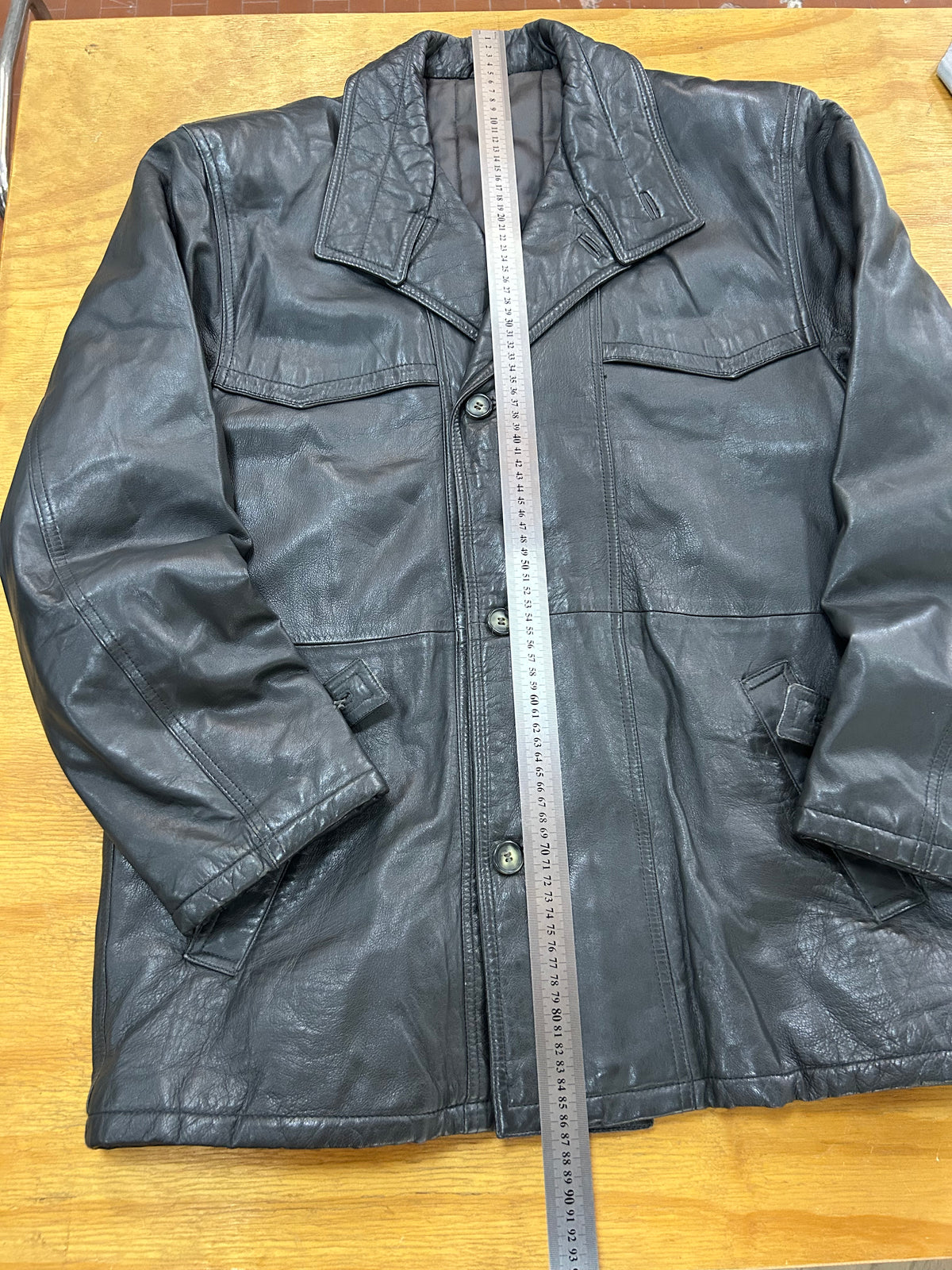 Giacca di pelle nera vintage – Uomo Taglia L