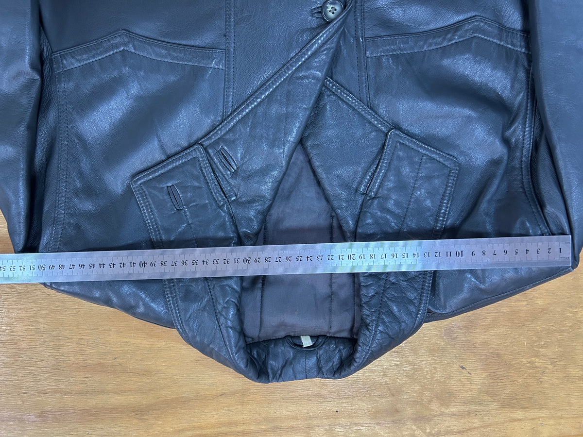 Giacca di pelle nera vintage – Uomo Taglia L