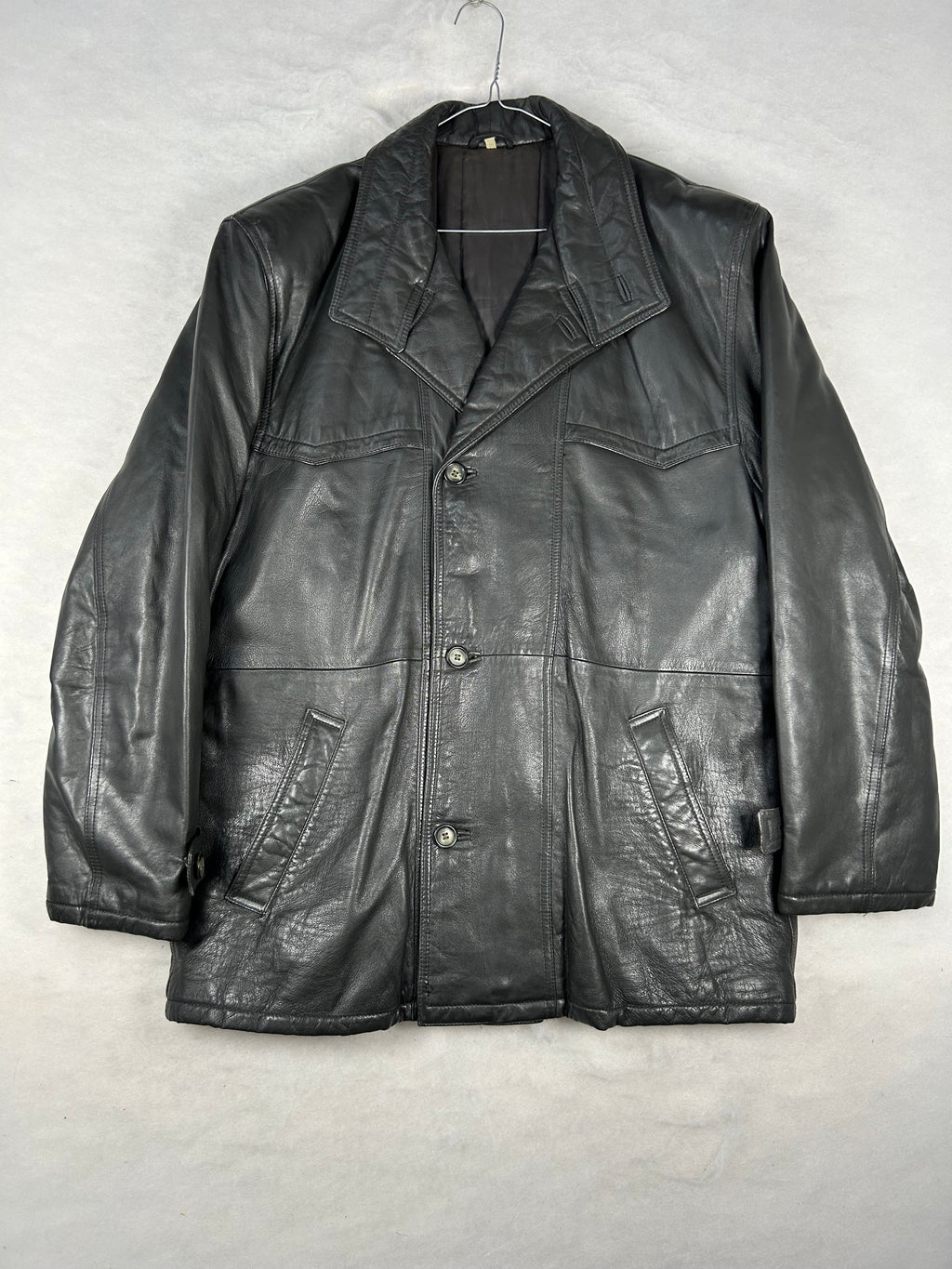 Giacca di pelle nera vintage – Uomo Taglia L