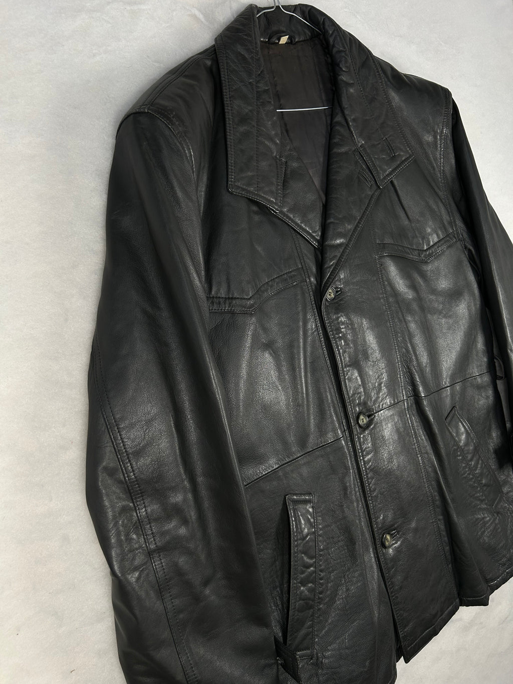 Giacca di pelle nera vintage – Uomo Taglia L