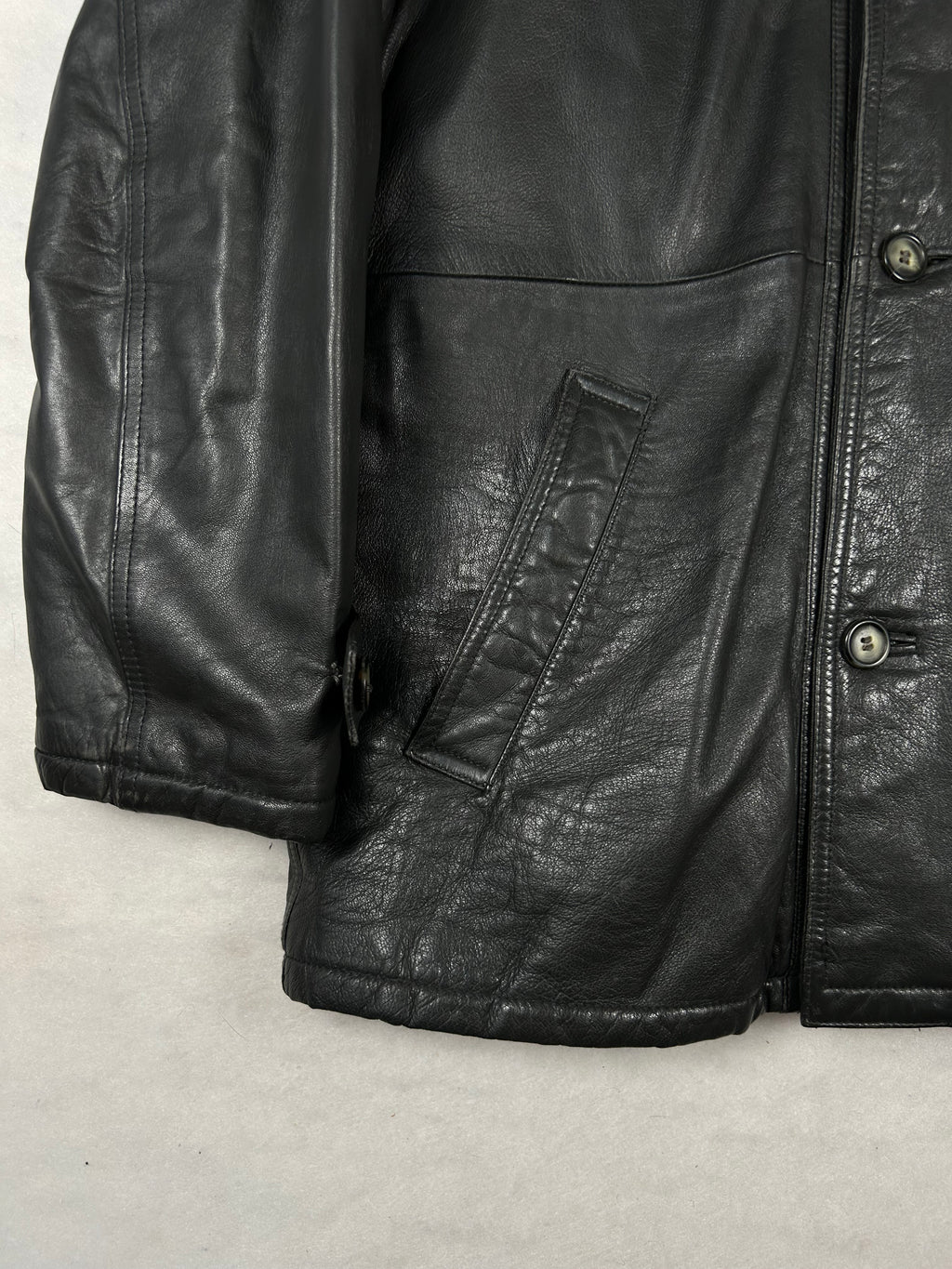 Giacca di pelle nera vintage – Uomo Taglia L