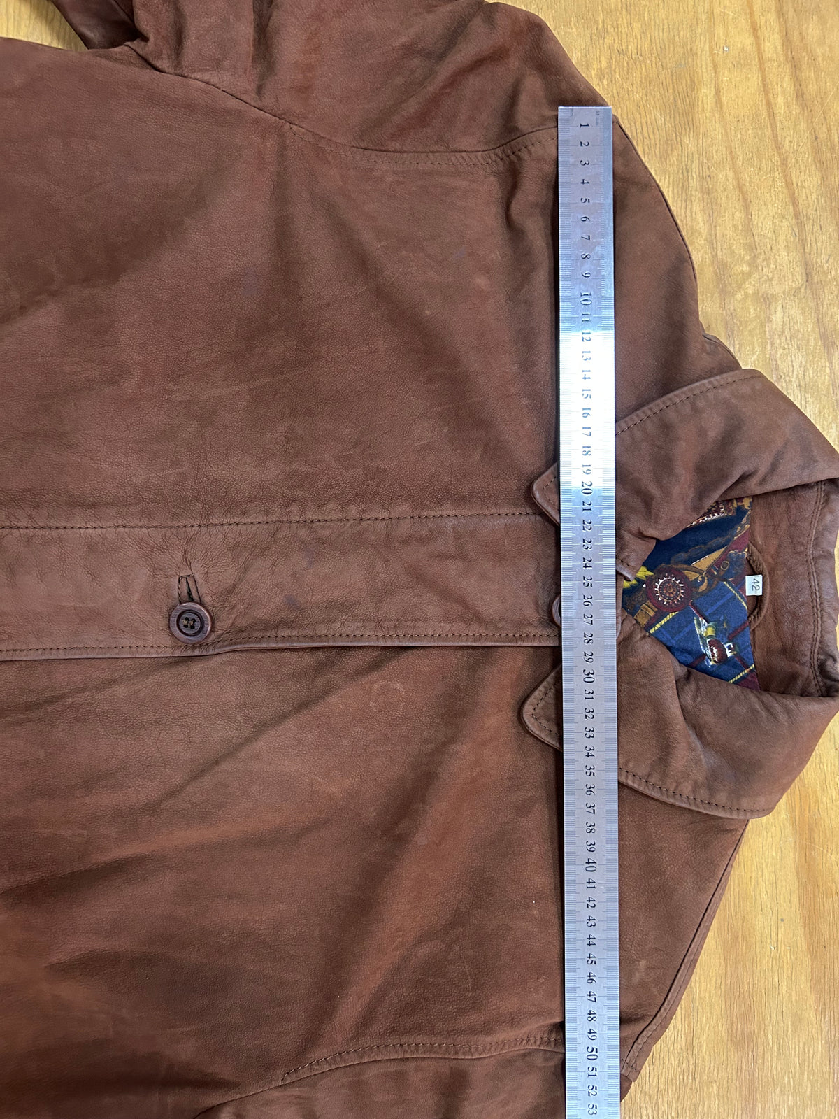 Cappotto in pelle scamosciata marrone vintage – Donna Taglia M
